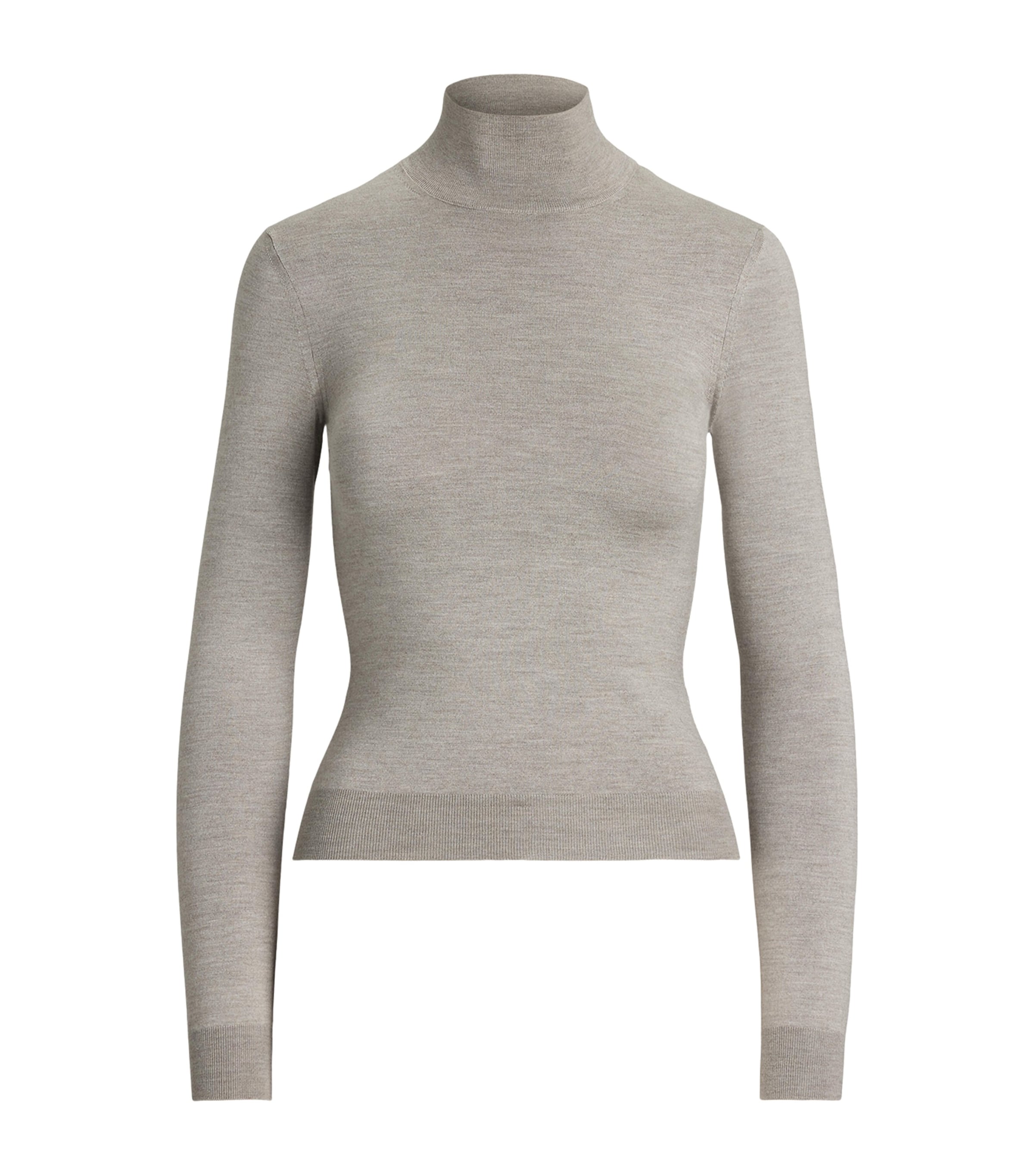 Ralph Lauren Mulberry Silk-blend Turtleneck Sweatshirt In Gray