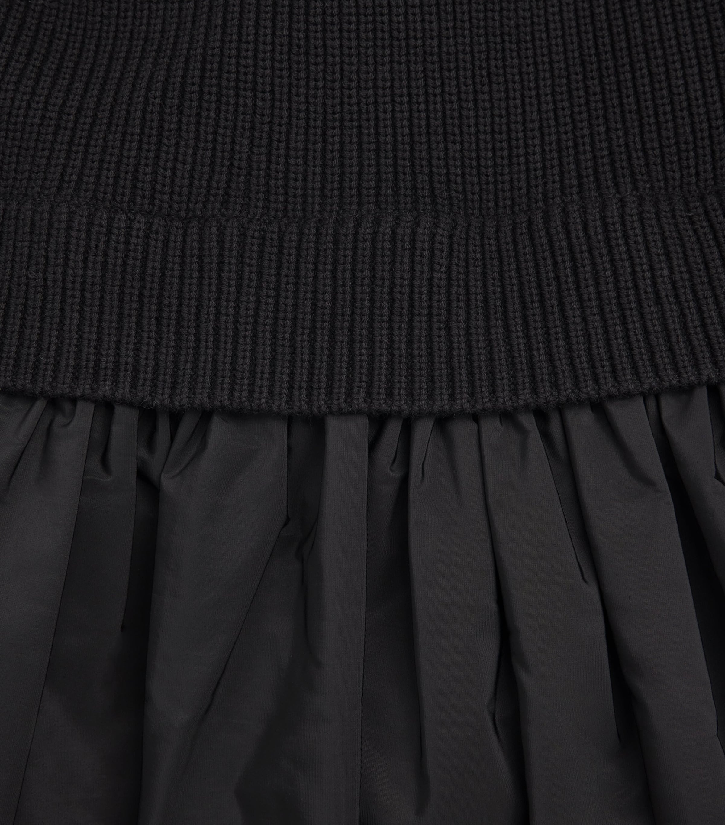 Cotton-Blend Rib Knit and Taffeta Mini Dress BLACK Image 5