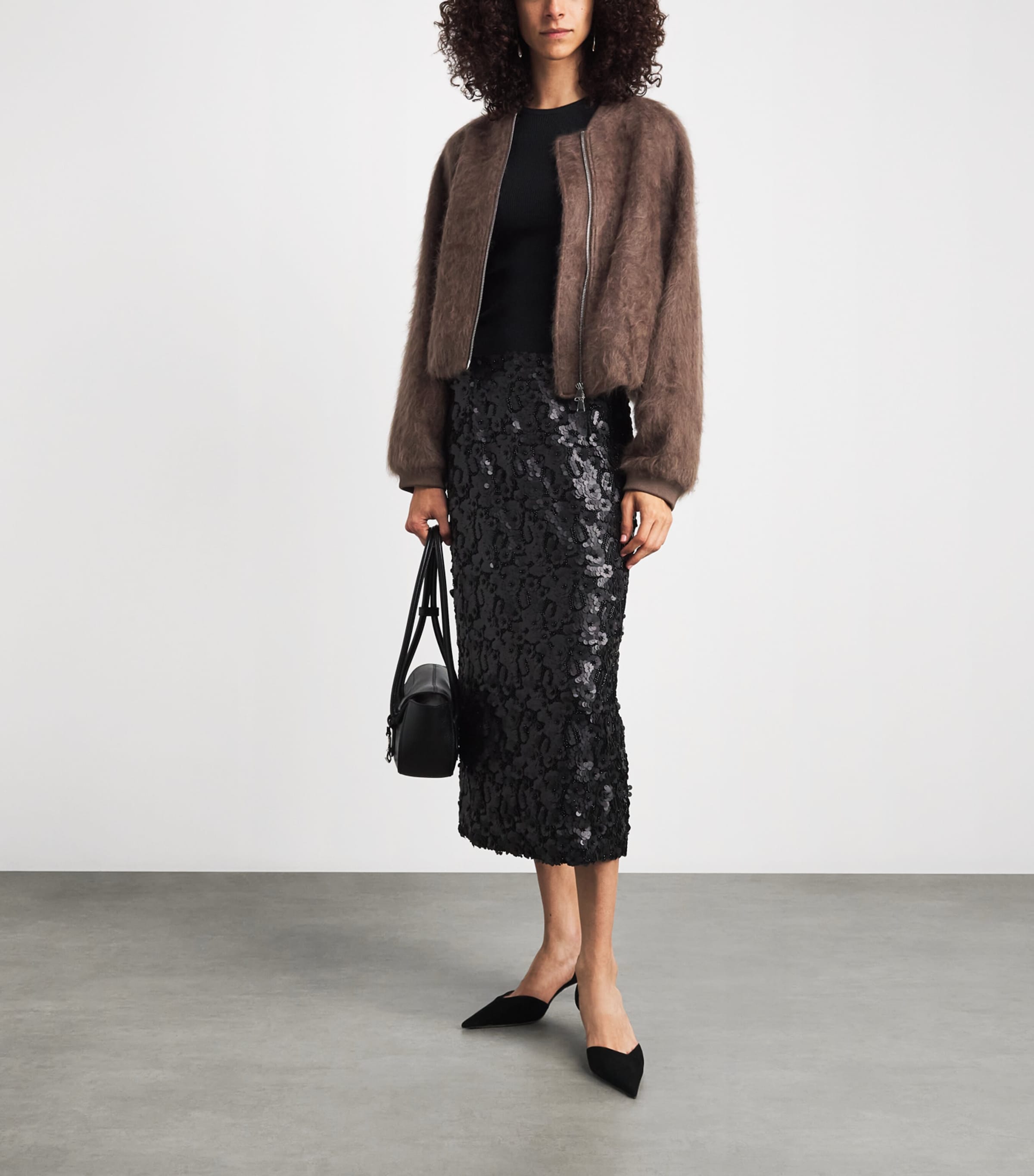 Herskind Womens Wool-Cashmere-Silk Jimi Bomber Jacket Clay Image 2