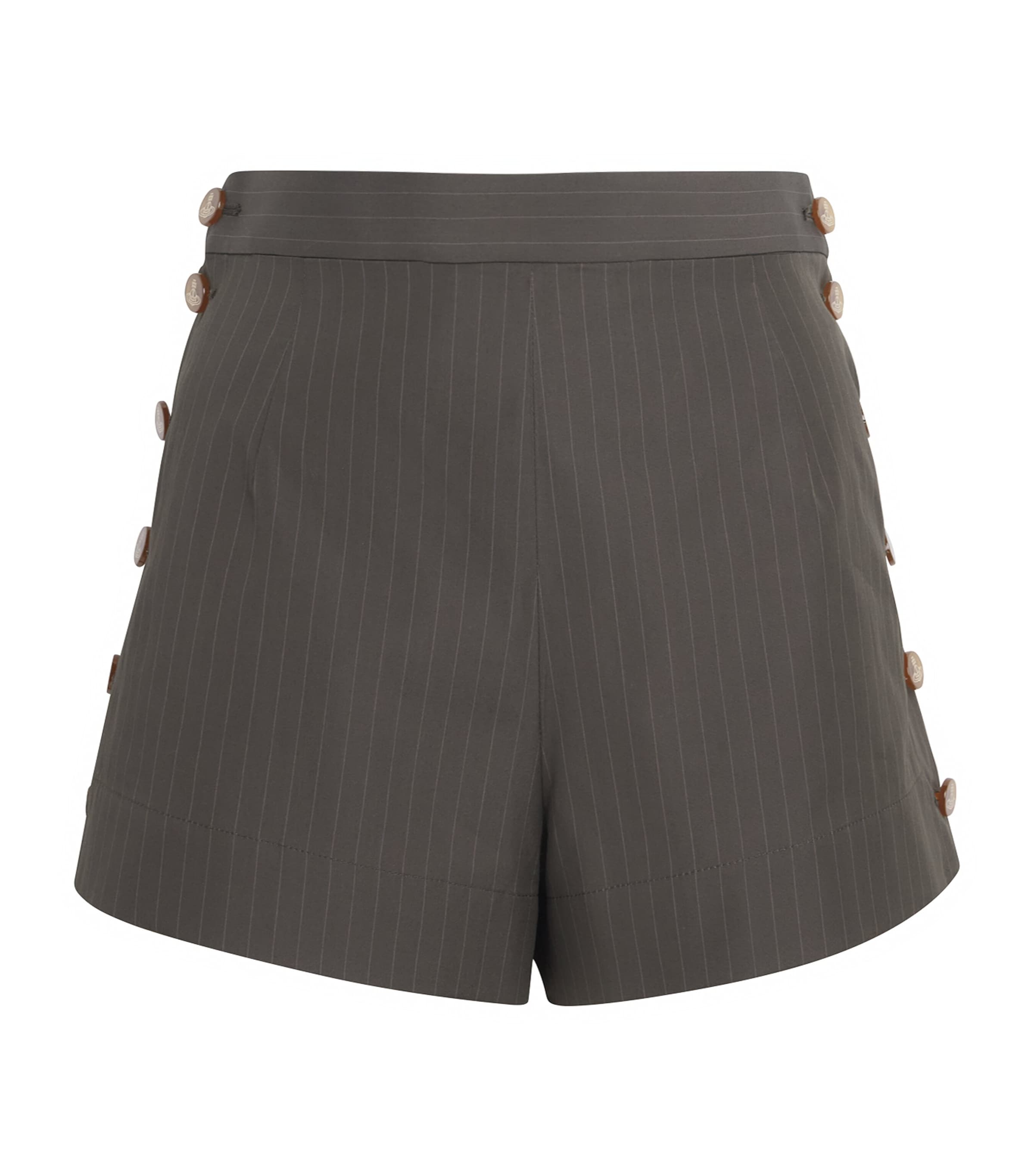 Vivienne Westwood Womens Cotton Pinstripe Elle Shorts Dark Khaki Image 1