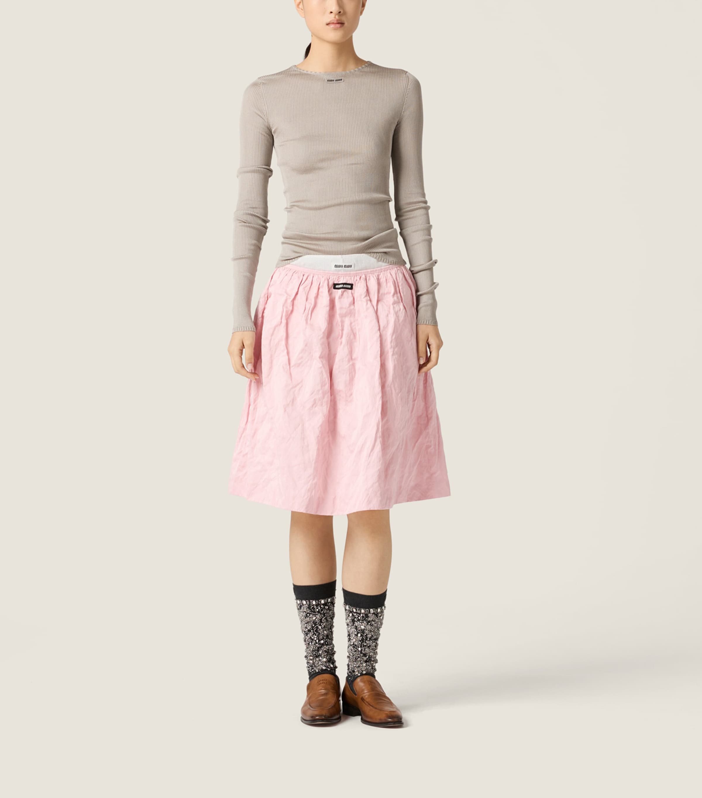 Miu Miu Womens Silk Rib-Knit Sweater Image 2