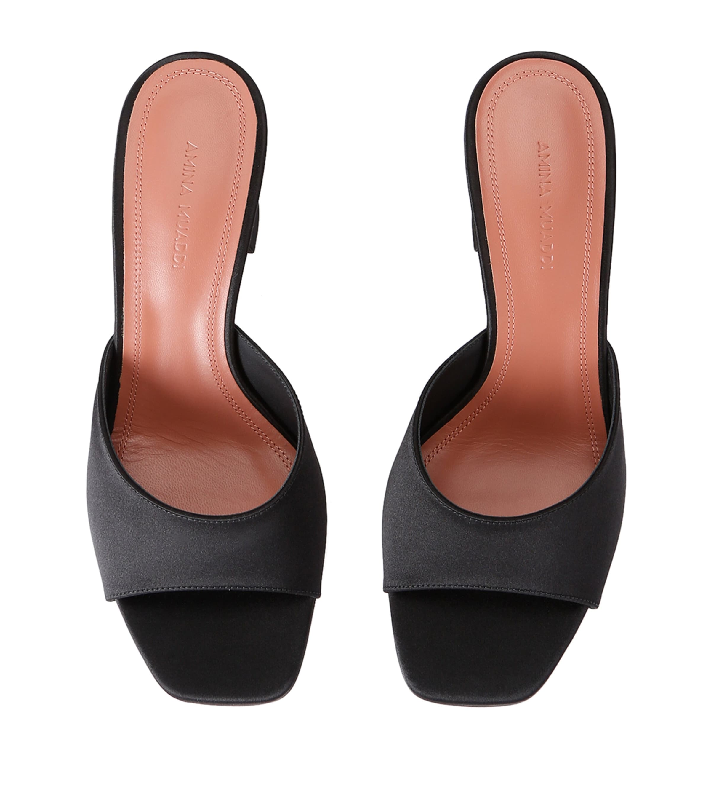 Amina Muaddi Satin Lupita Mules 70 Black Image 4