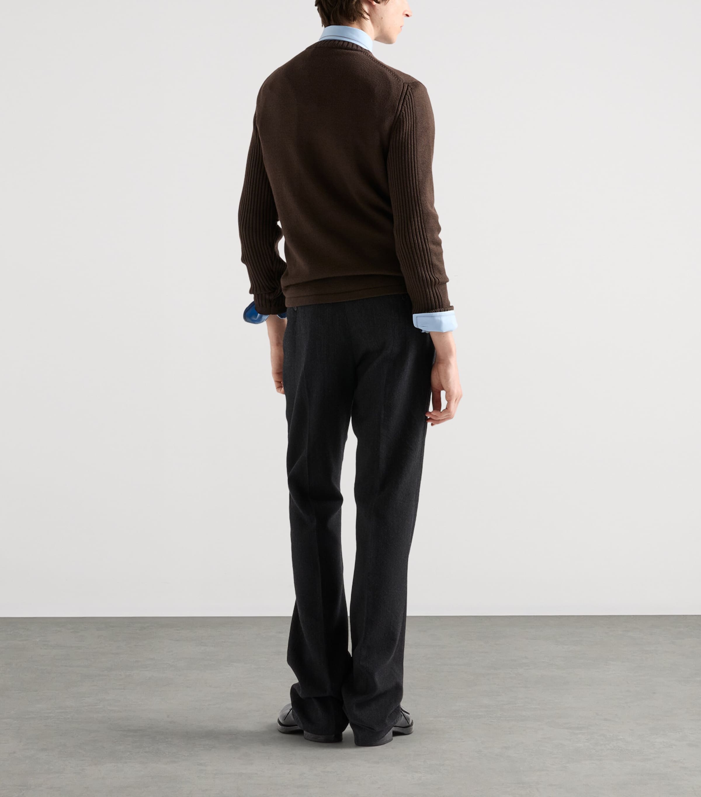 Prada Mens Wool Logo Sweater Brown Image 5