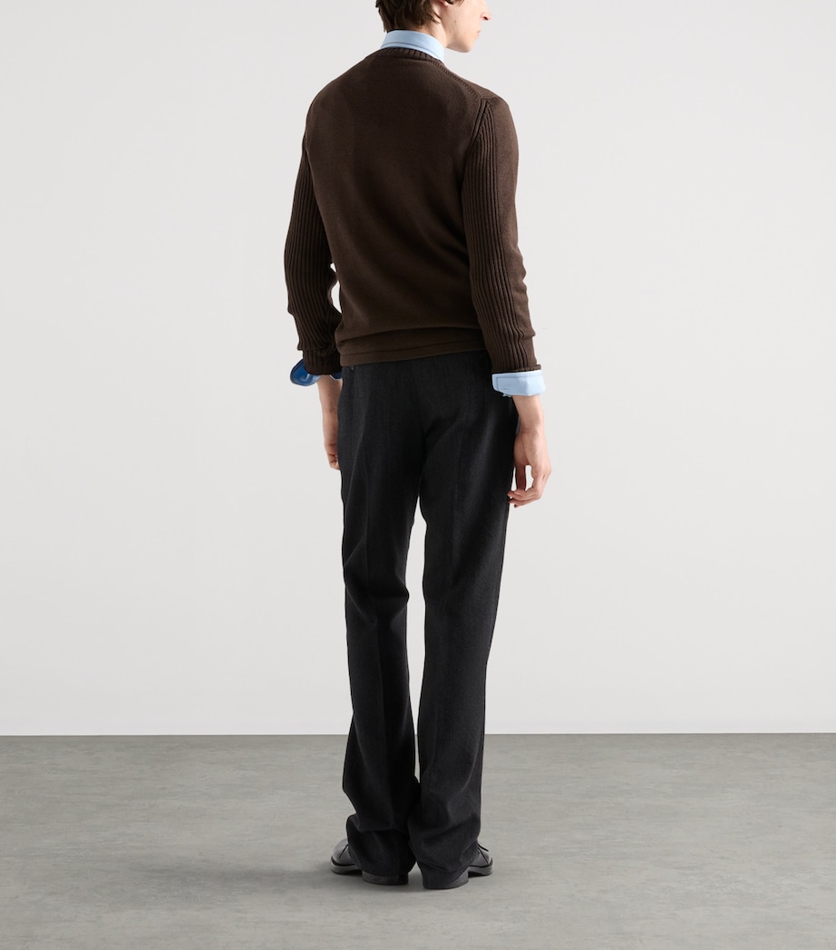 Prada Mens Wool Logo Sweater Brown Image 5