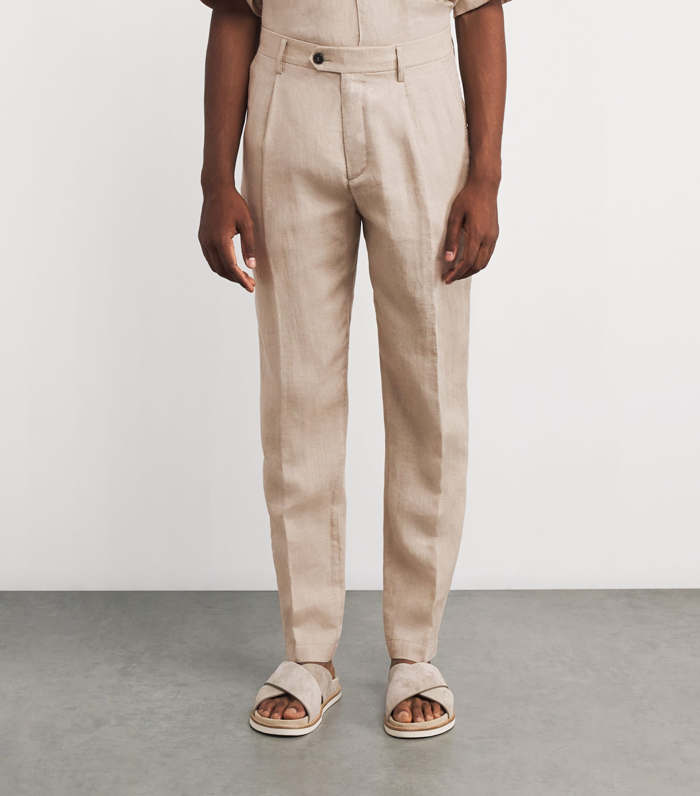 x Harrods Linen Tailored Trousers SABBIA Image 3