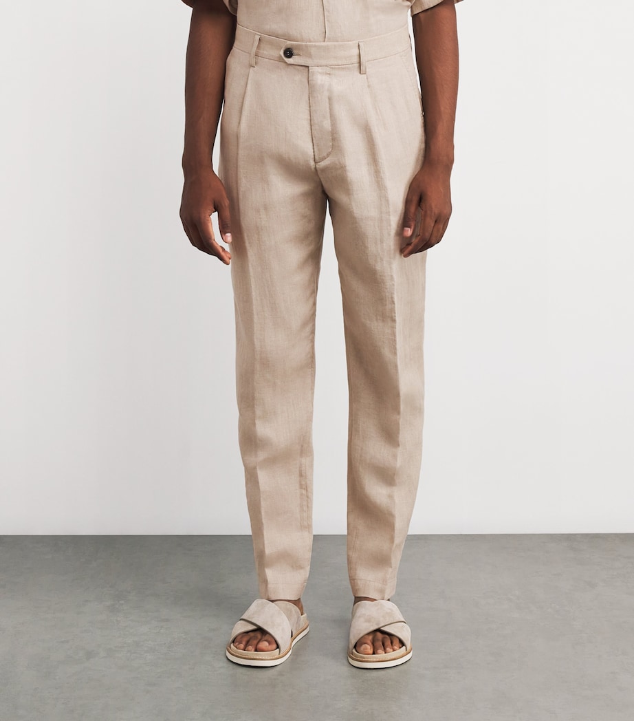 x Harrods Linen Tailored Trousers SABBIA Image 3
