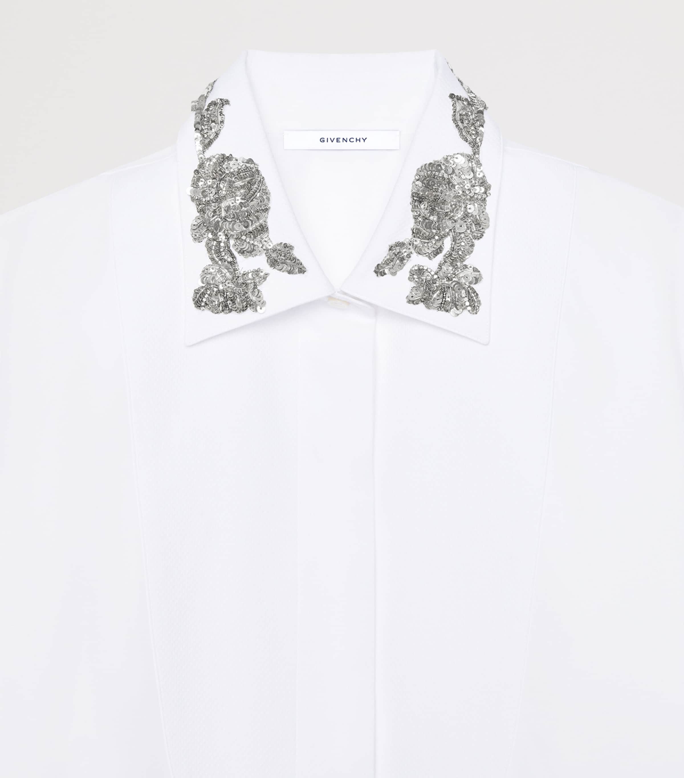 Givenchy Womens Asymmetric Sequinned Shirt White Image 4