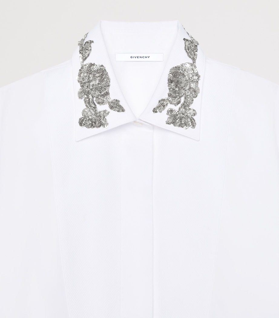 Givenchy Womens Asymmetric Sequinned Shirt White Image 4