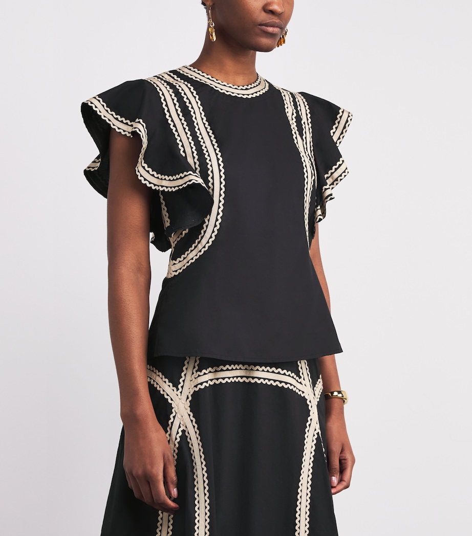 Flutter-Sleeve Anora Blouse NOIR Image 3