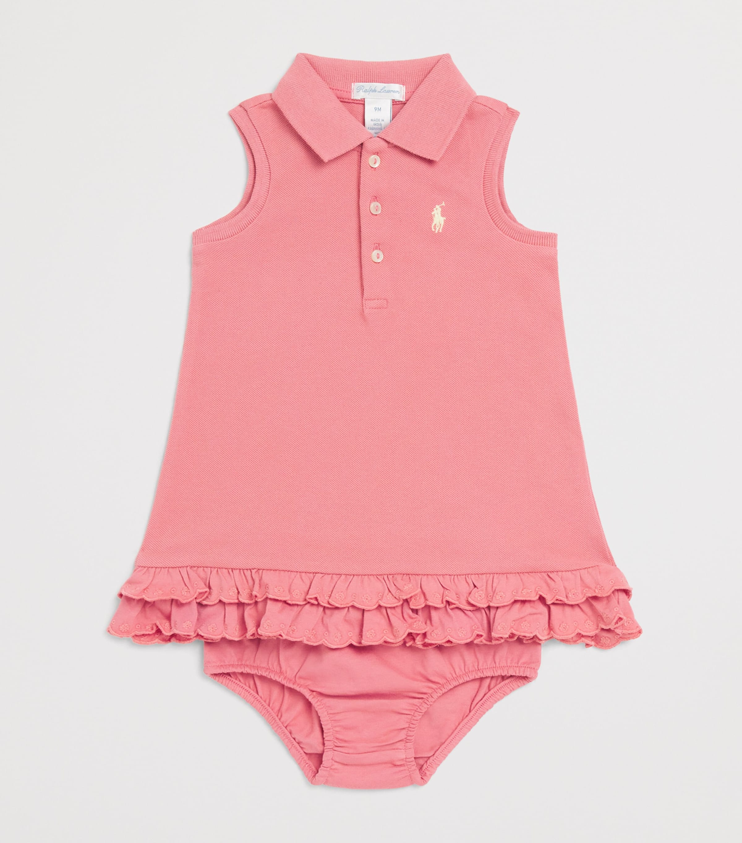 Ralph Lauren Kids Sleeveless Polo Shirt Dress (3-24 Months) Pink Image 3