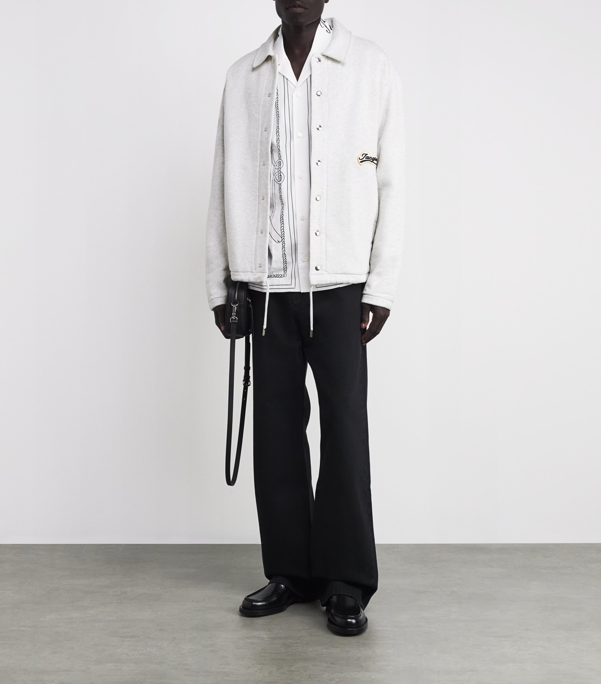 Jacquemus Mens Cotton Logo Varsity Jacket Varsity Pat Grey Image 2