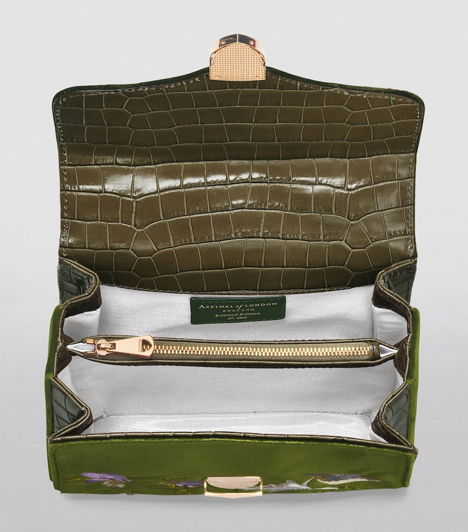 Midi Velvet Embroidered Mayfair Top-Handle Bag OLIVE Image 6