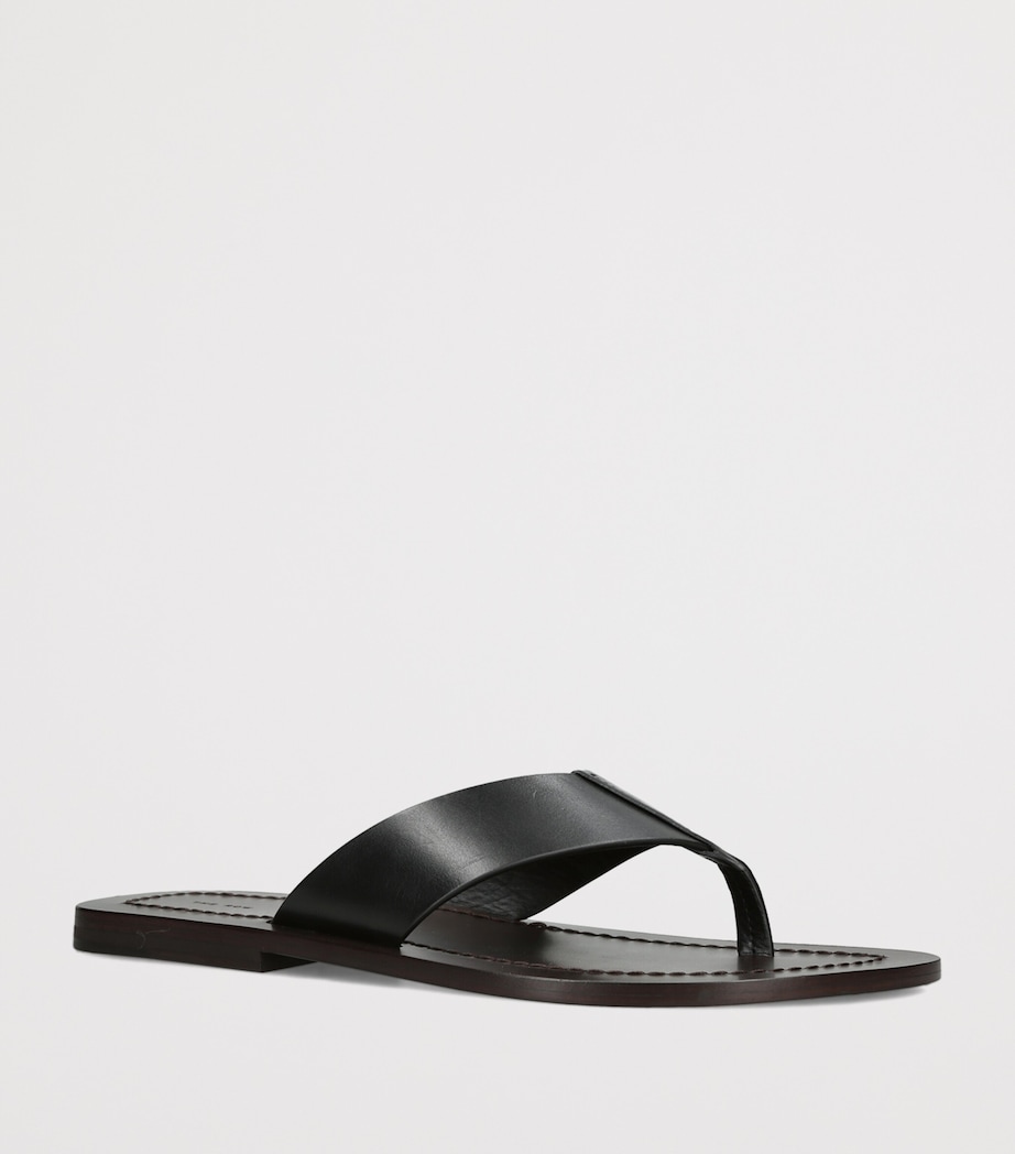 The Row Dan Leather Flip Flops Black Image 3