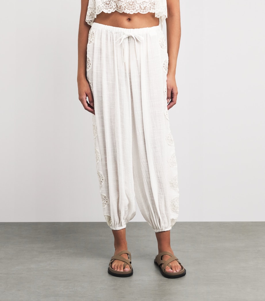 Sandro Paris Womens Crinkled Crepon Trousers White Image 4
