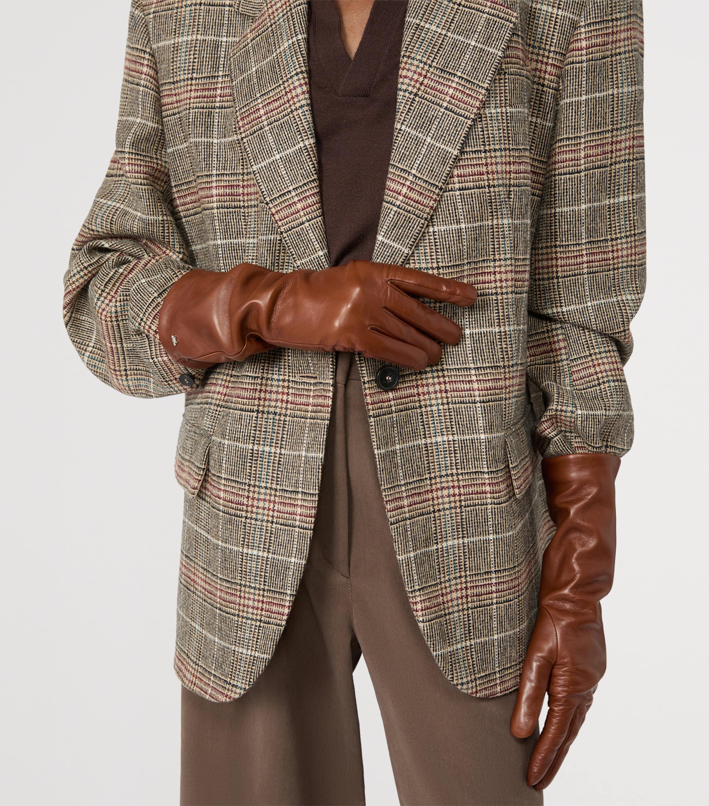 Weekend Max Mara Lamb Leather Gloves Tobacco Image 2