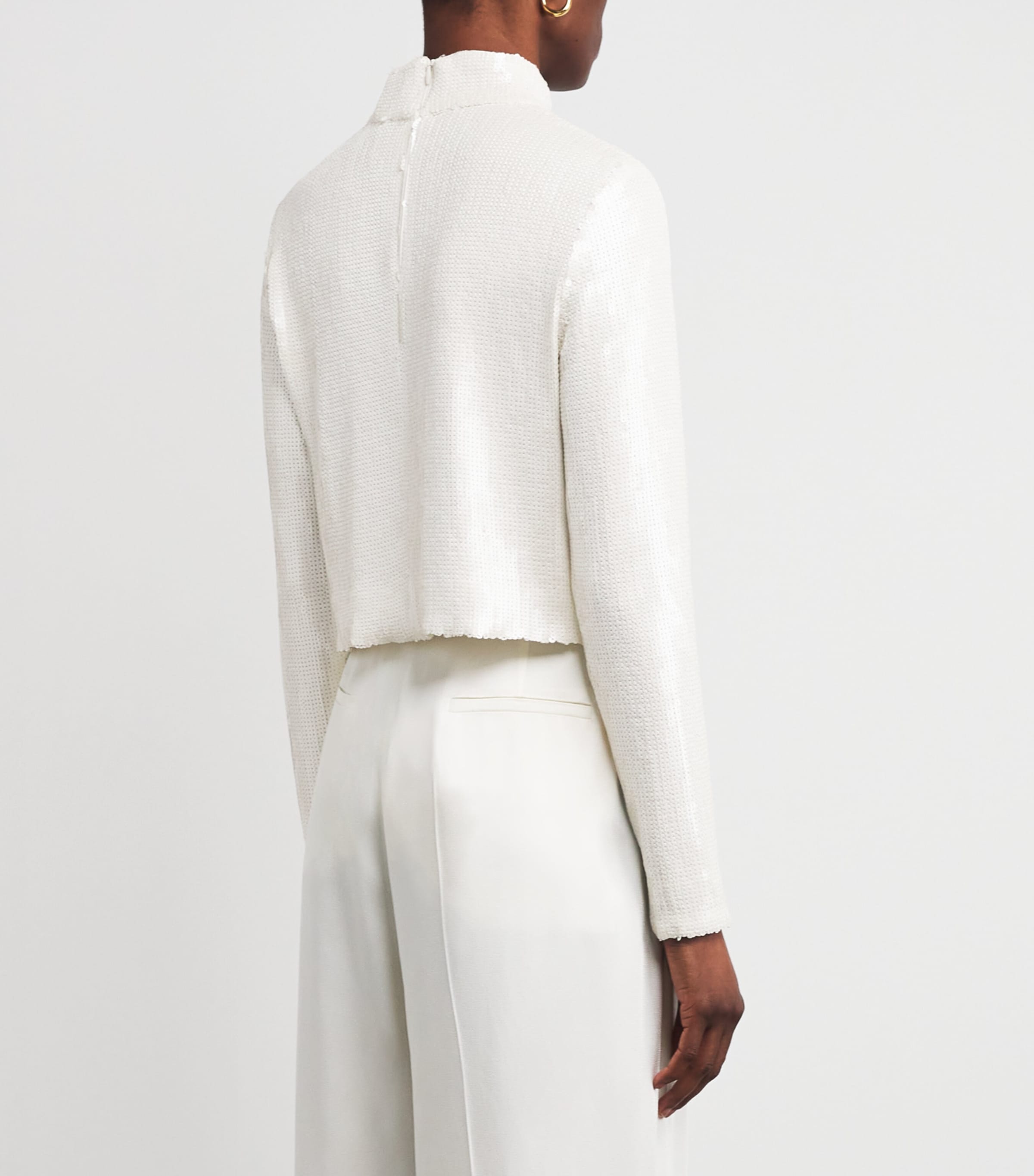 Long-Sleeve Sequin Top CREAM Image 4