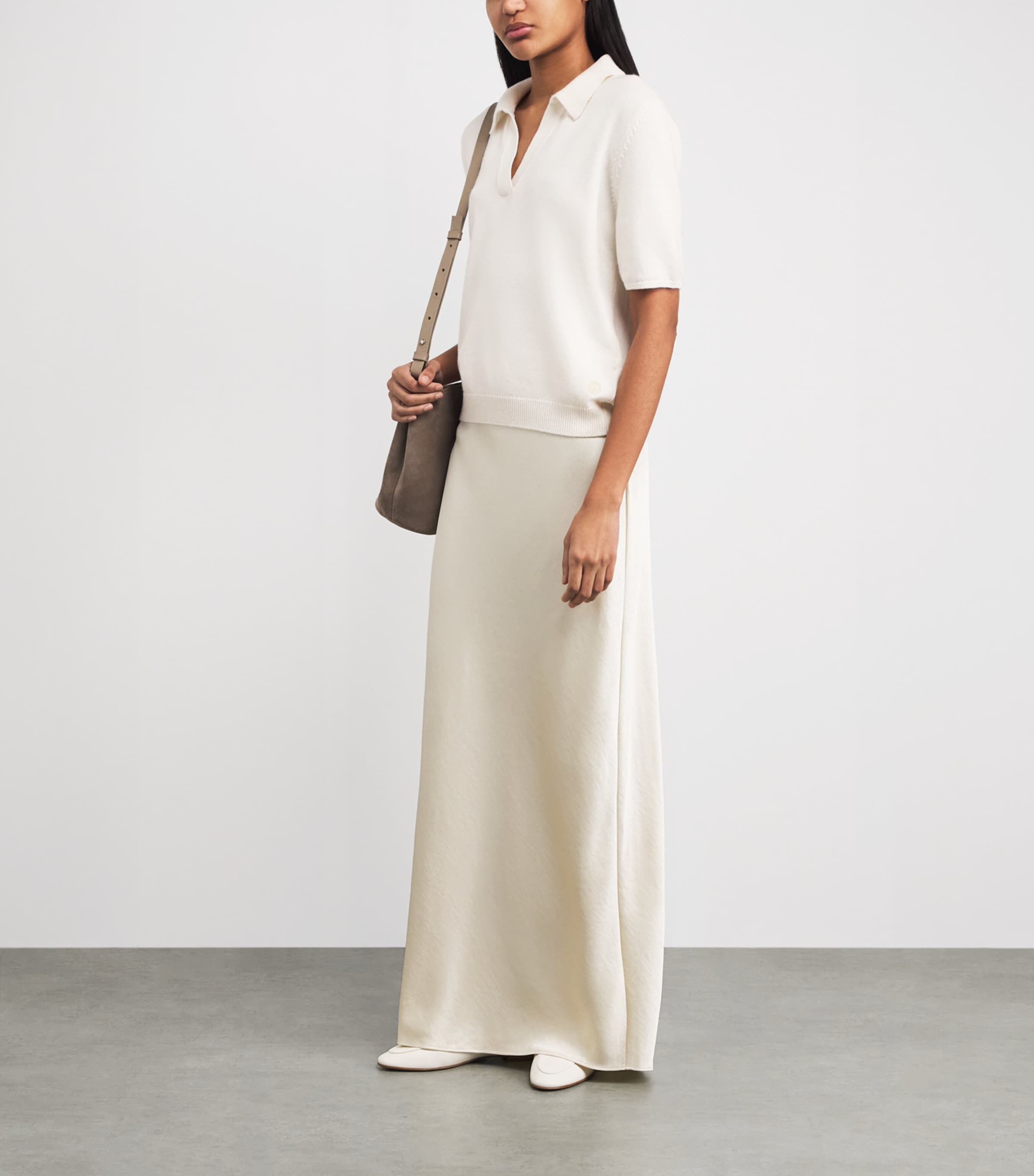 Harrods Womens Cotton-Cashmere Collared Sweater Niveous Image 2