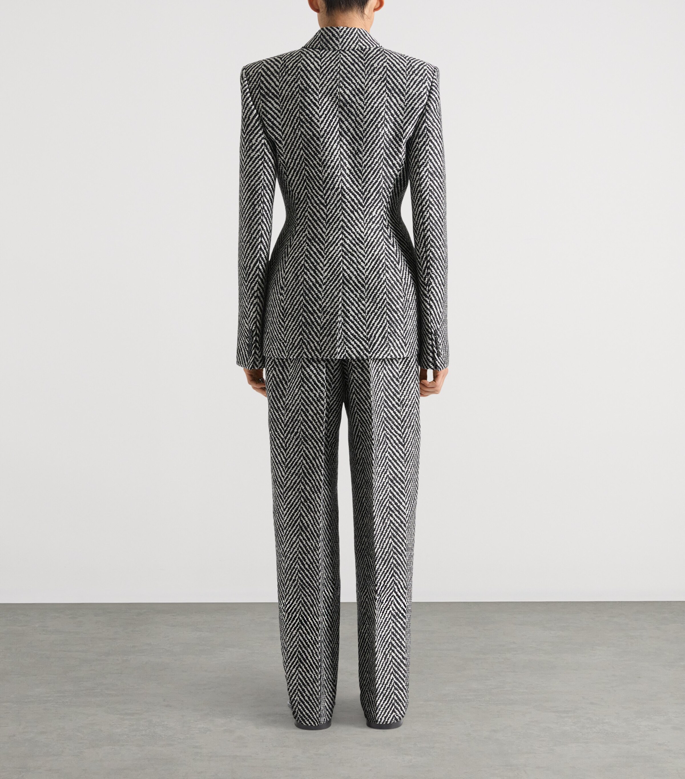 Wool-Blend Double-Breasted Jacket BLACK/WHITE Image 3