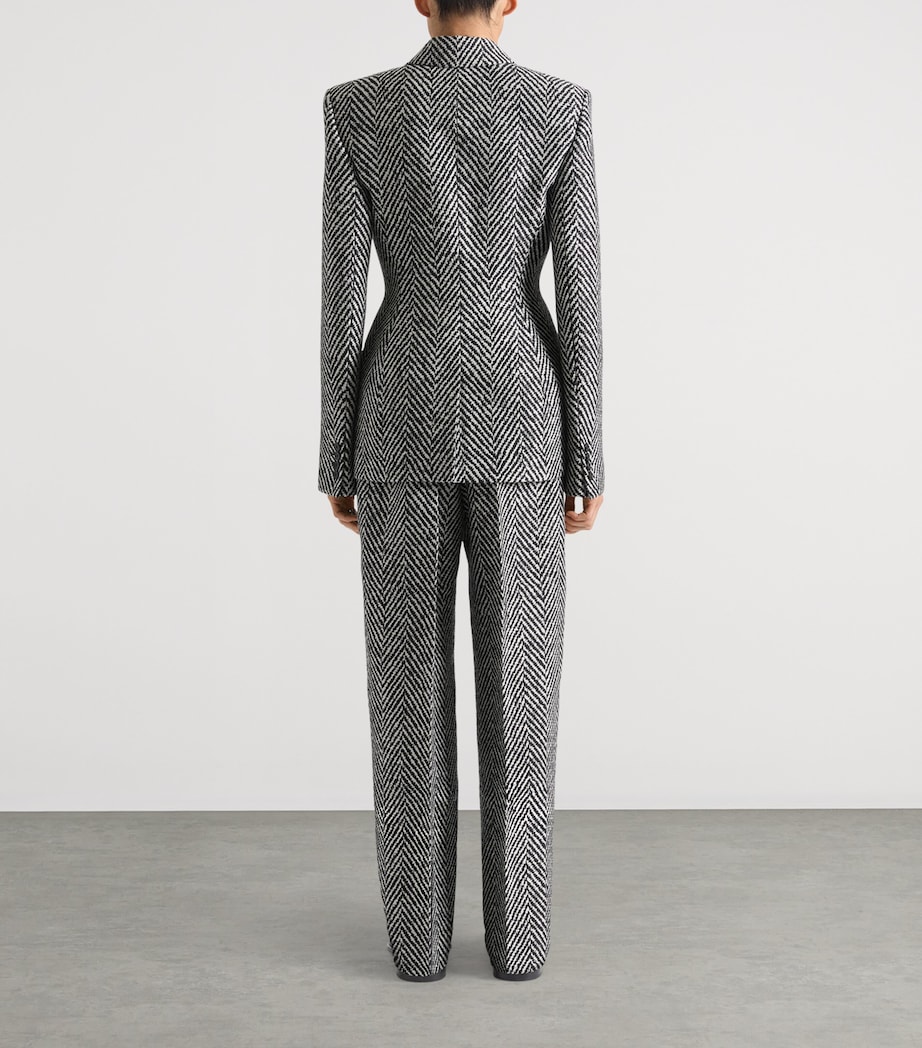 Wool-Blend Double-Breasted Jacket BLACK/WHITE Image 3