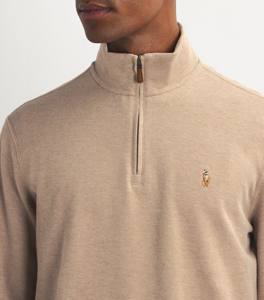 Polo Ralph Lauren Mens Cotton Quarter-Zip Sweater Brown Image 6