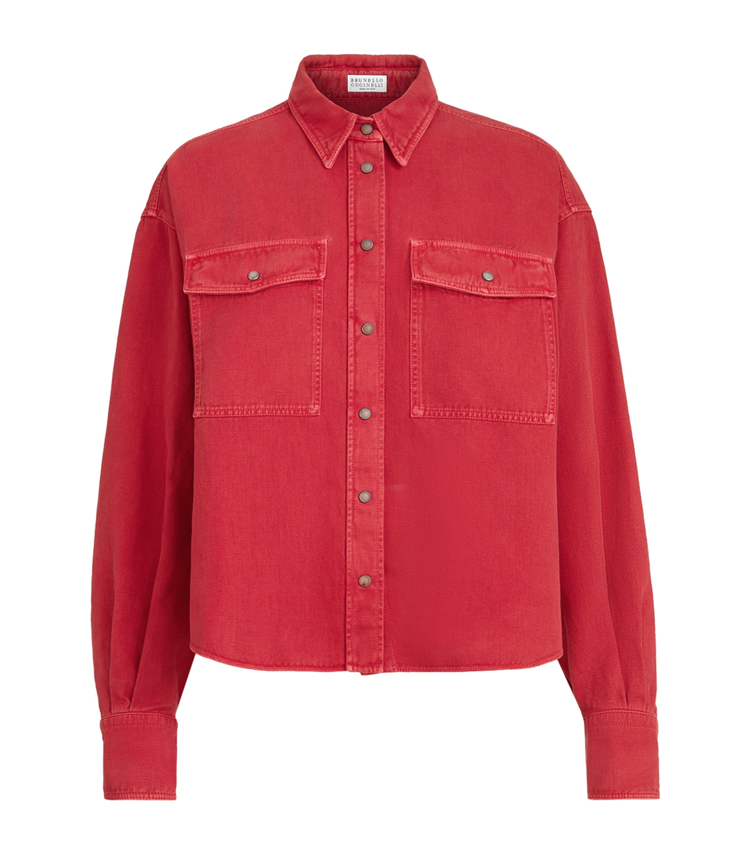 Brunello Cucinelli Womens Cotton-Linen Garment-Dyed Shirt Image 1