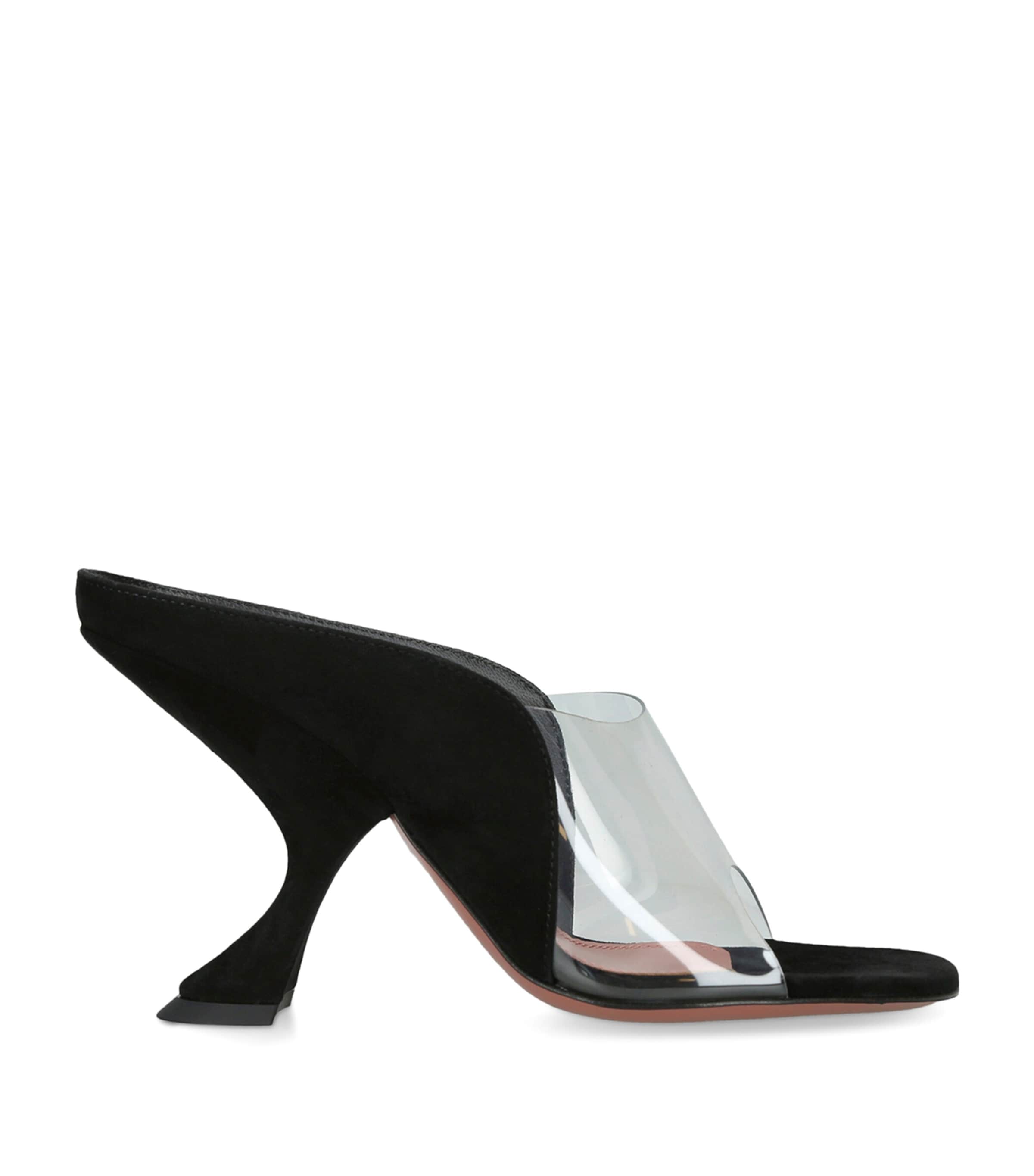 Amina Muaddi Suede PVC Mackenzie Mules 90 Blk/other Image 1