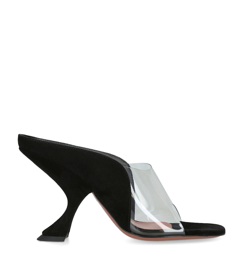 Amina Muaddi Suede PVC Mackenzie Mules 90 Blk/other Image 1