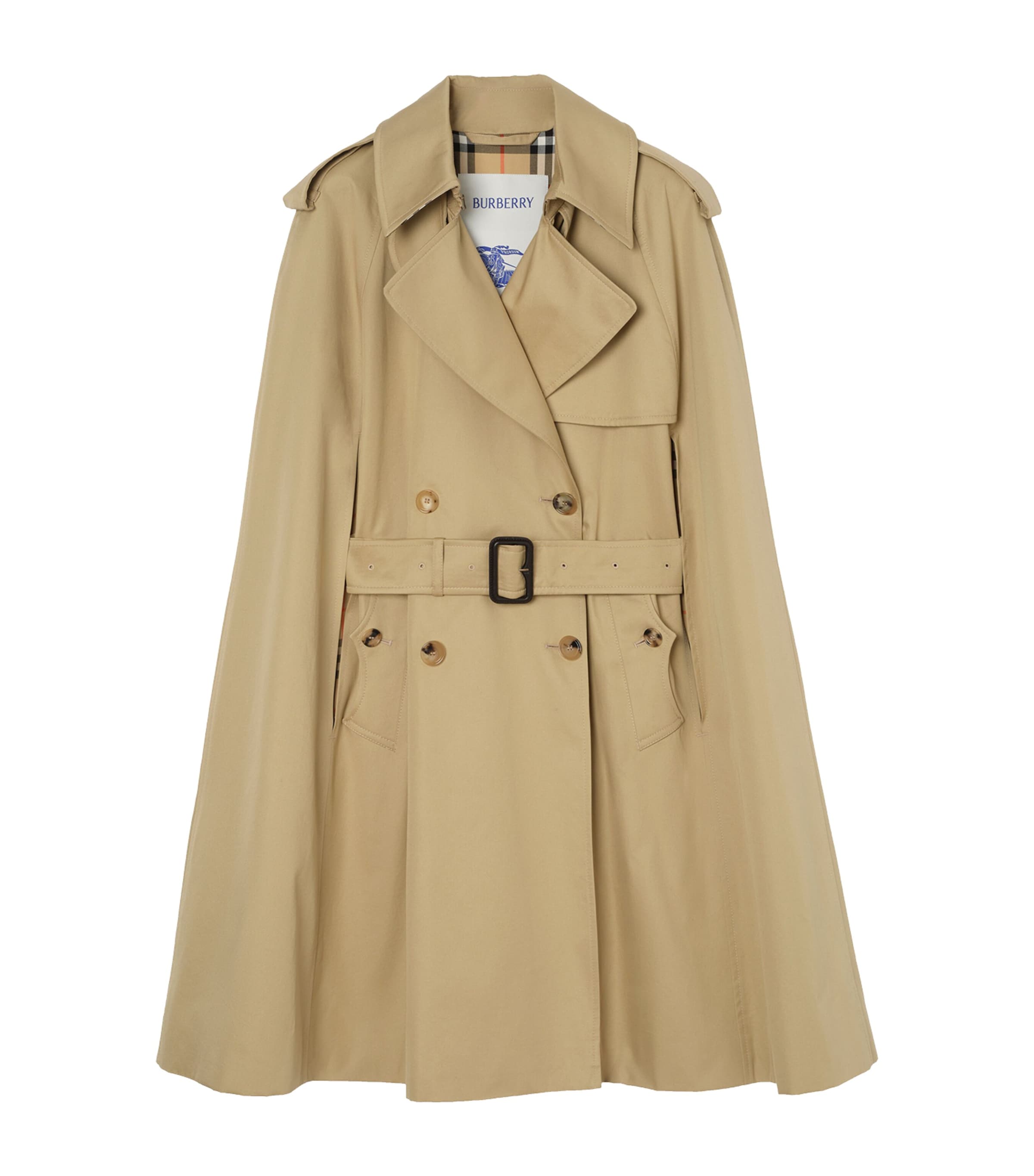 Burberry Womens Gabardine Belmont Cape Trench Coat Beige Image 1