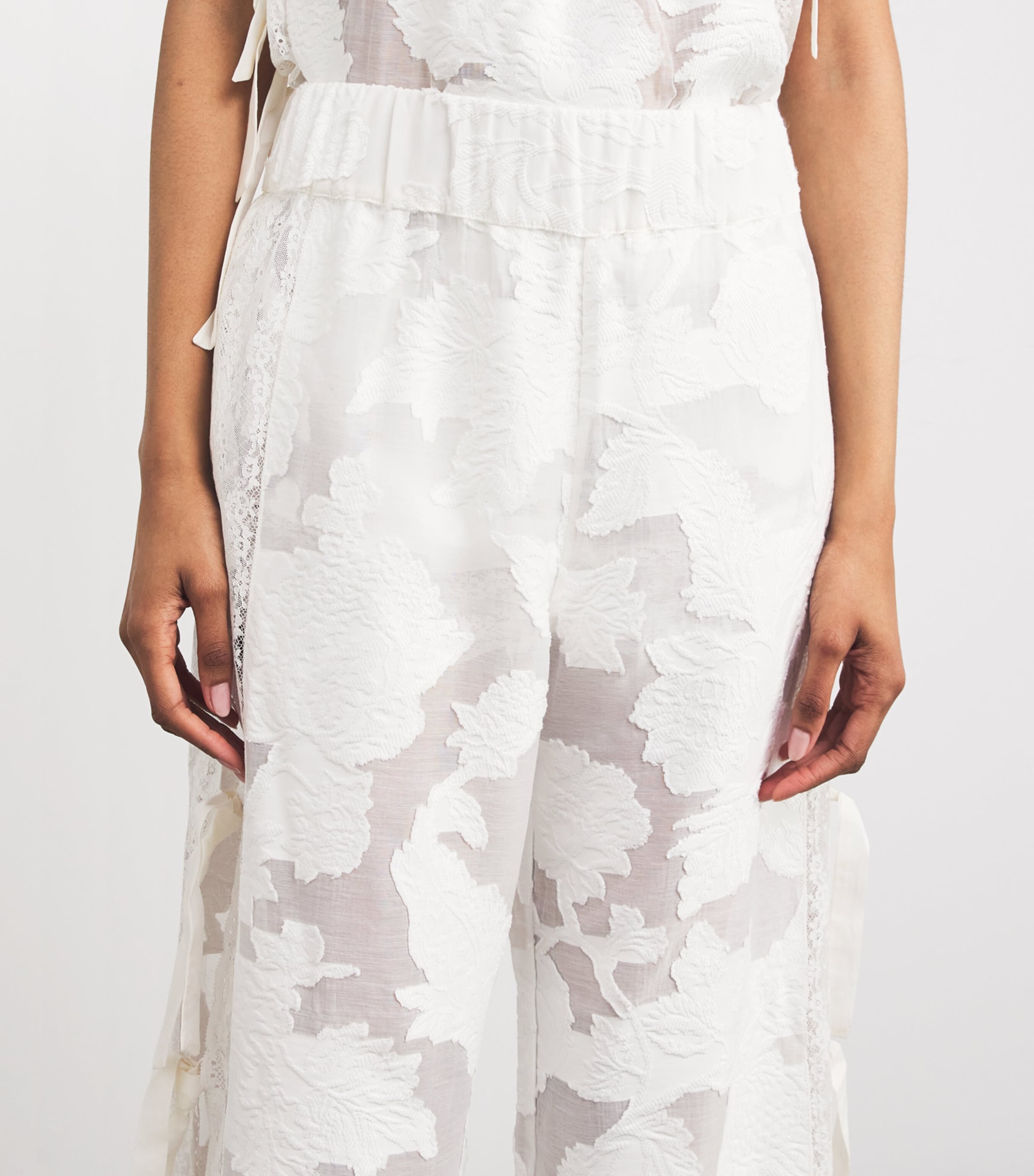 Lace-Trim Clarissa Trousers WHITE DEVORE Image 6