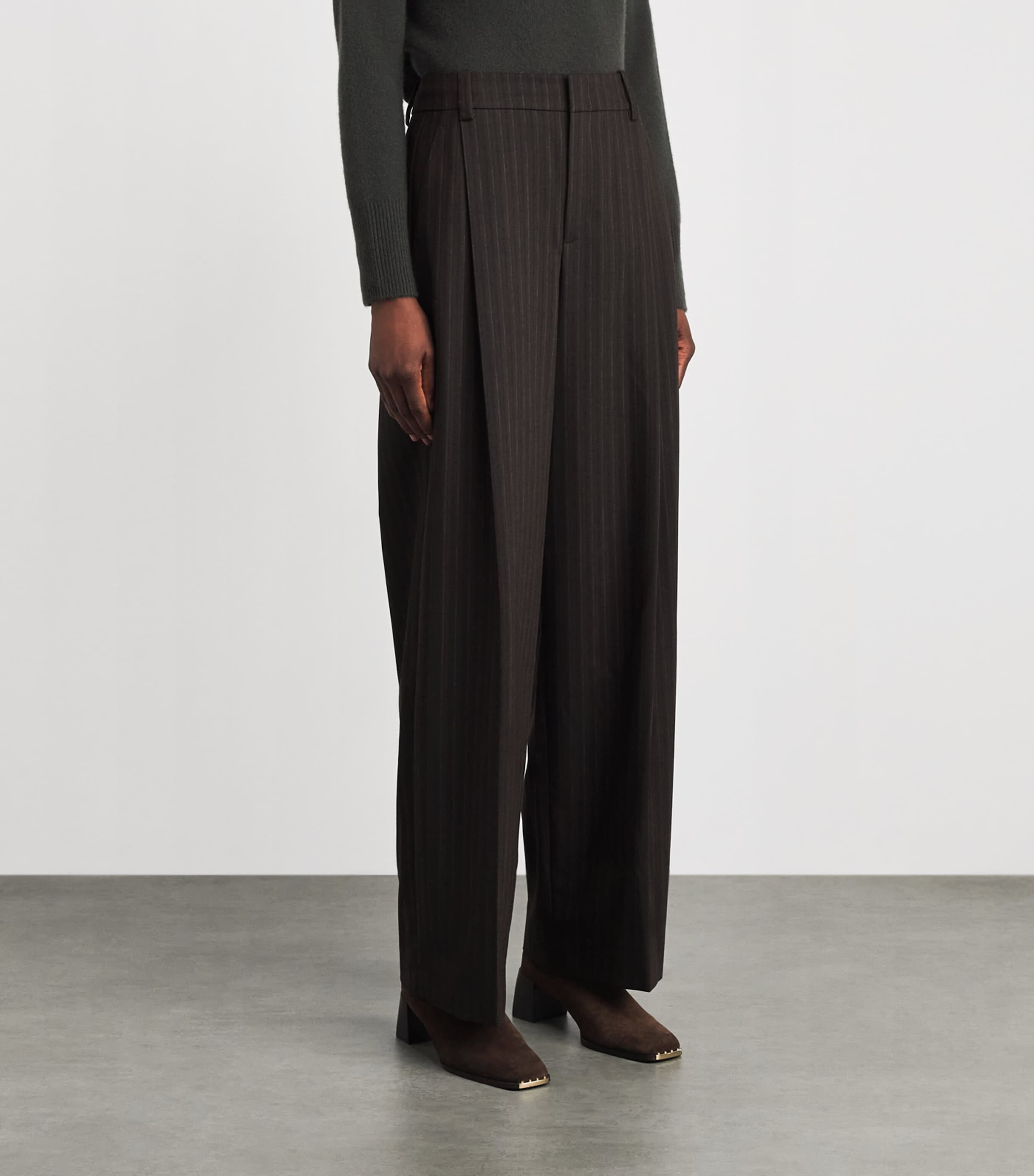 Vince Womens Stripe Tailored Trousers Cinderwd Stripe Image 3