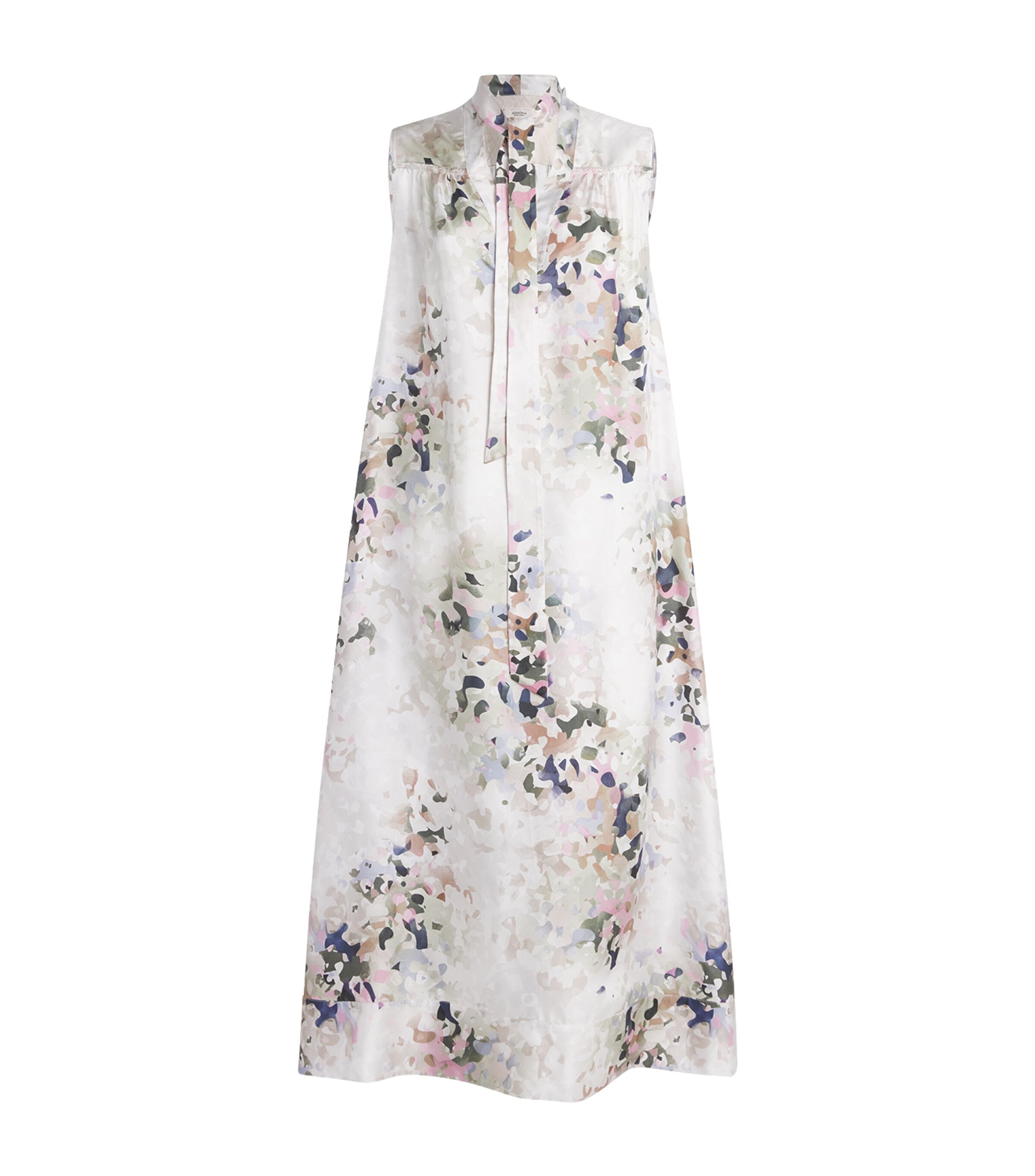 Agnona Womens Silk Patterned Midi Dress Stone Image 1