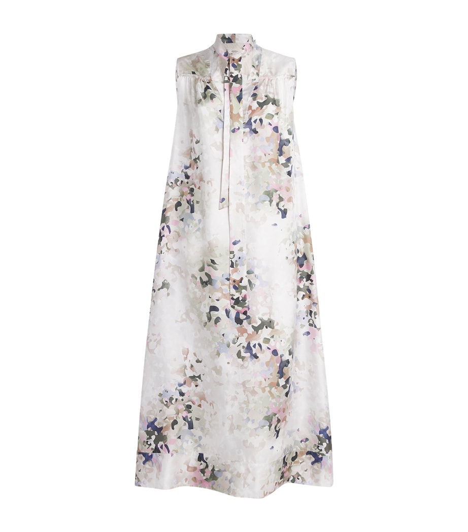 Agnona Womens Silk Patterned Midi Dress Stone Image 1