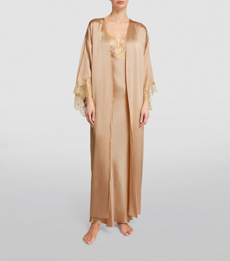 Silk Gina Long Robe ALMOND/GOLD Image 2