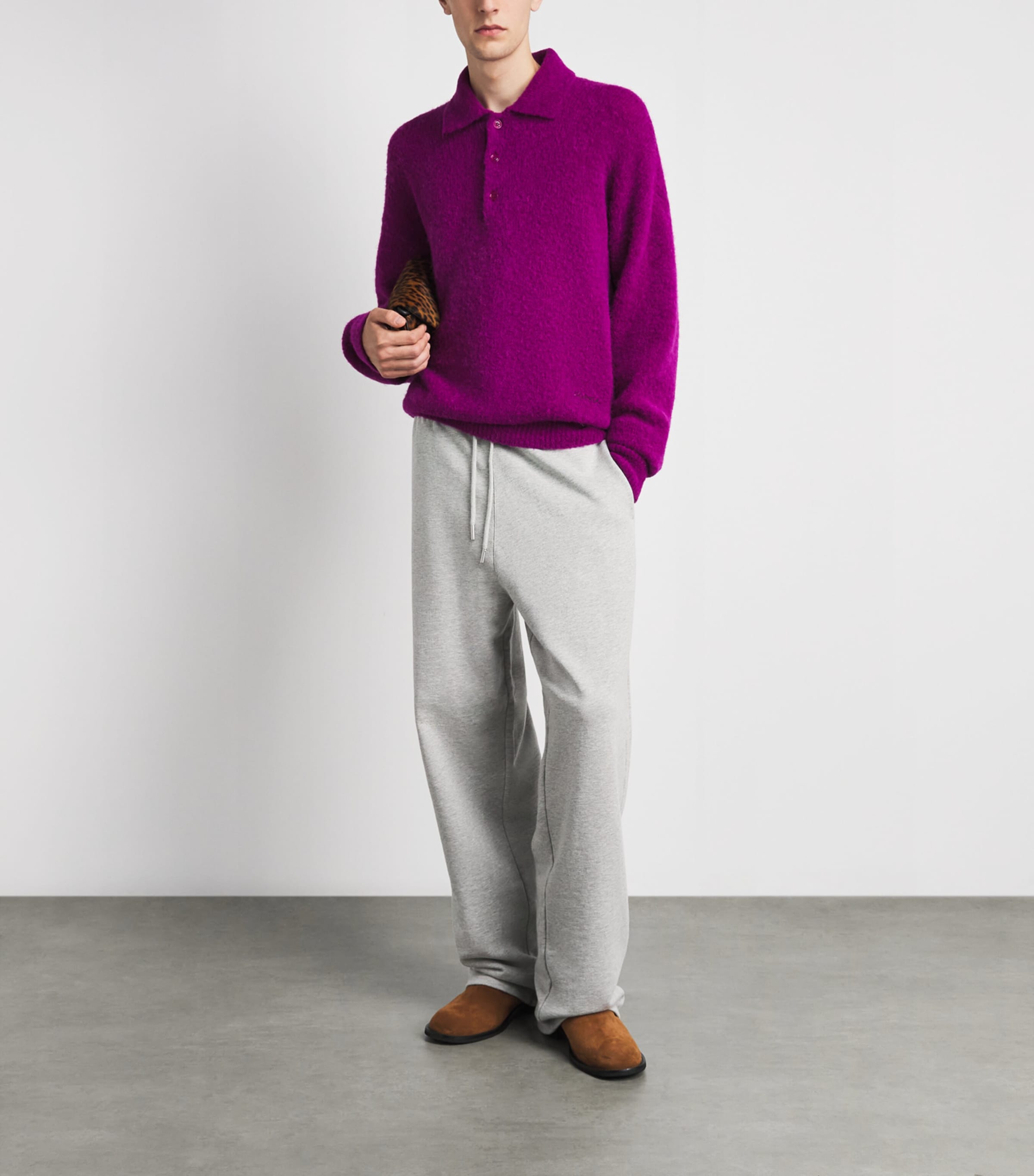 AMI Paris Purple Knitted Polo Sweater | Harrods US