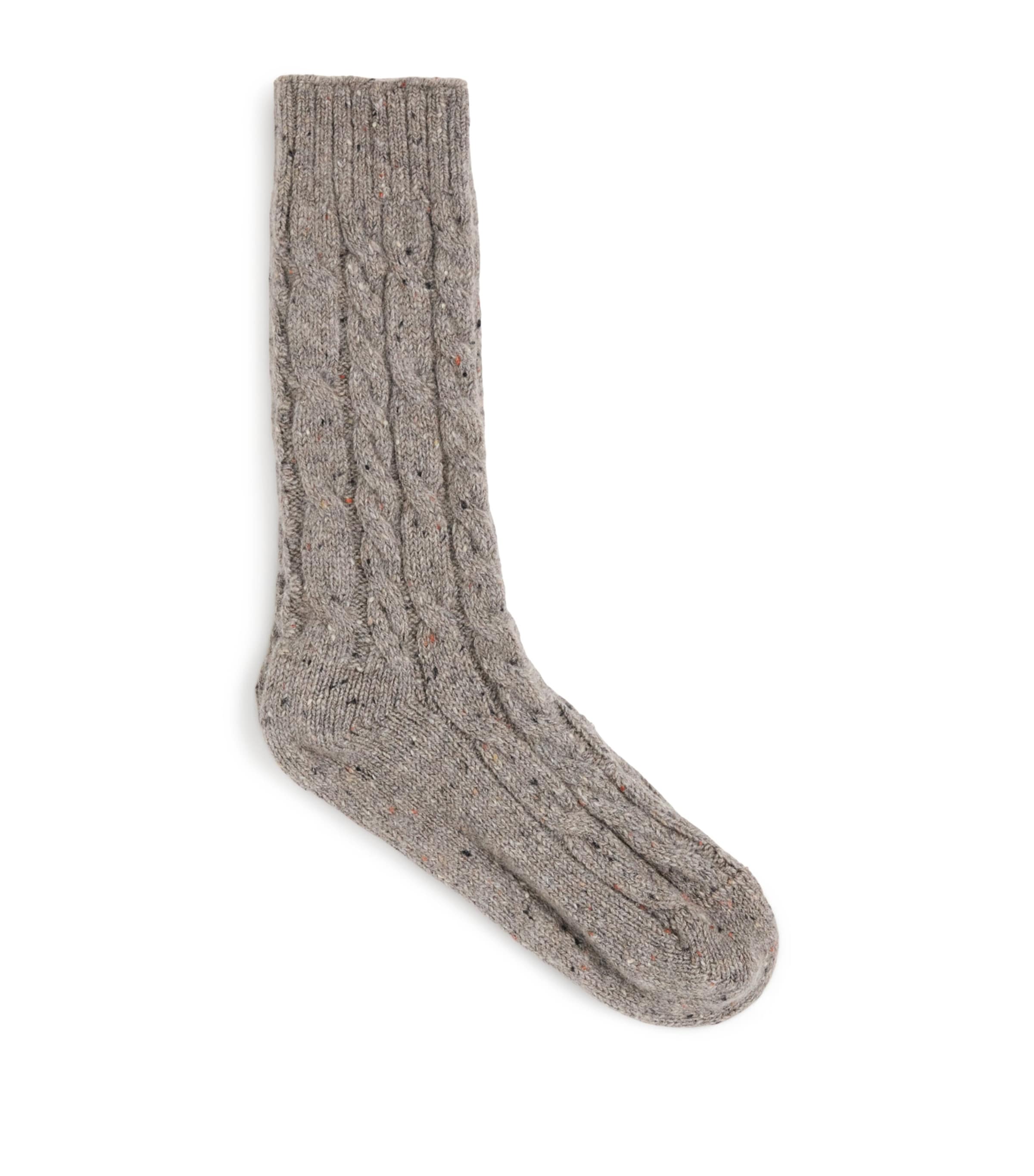 Johnstons Of Elgin Cable-knit Donegal Cashmere-blend Socks In Gray