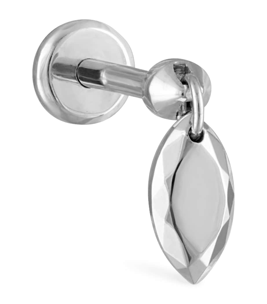 Faceted Gold Marquise Threaded Charm Earring (5.5mm) WHITE GOLD Image 1
