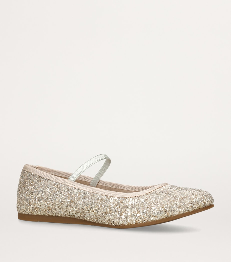 Leather Glitter Bug Ballet Flats SILVER Image 3