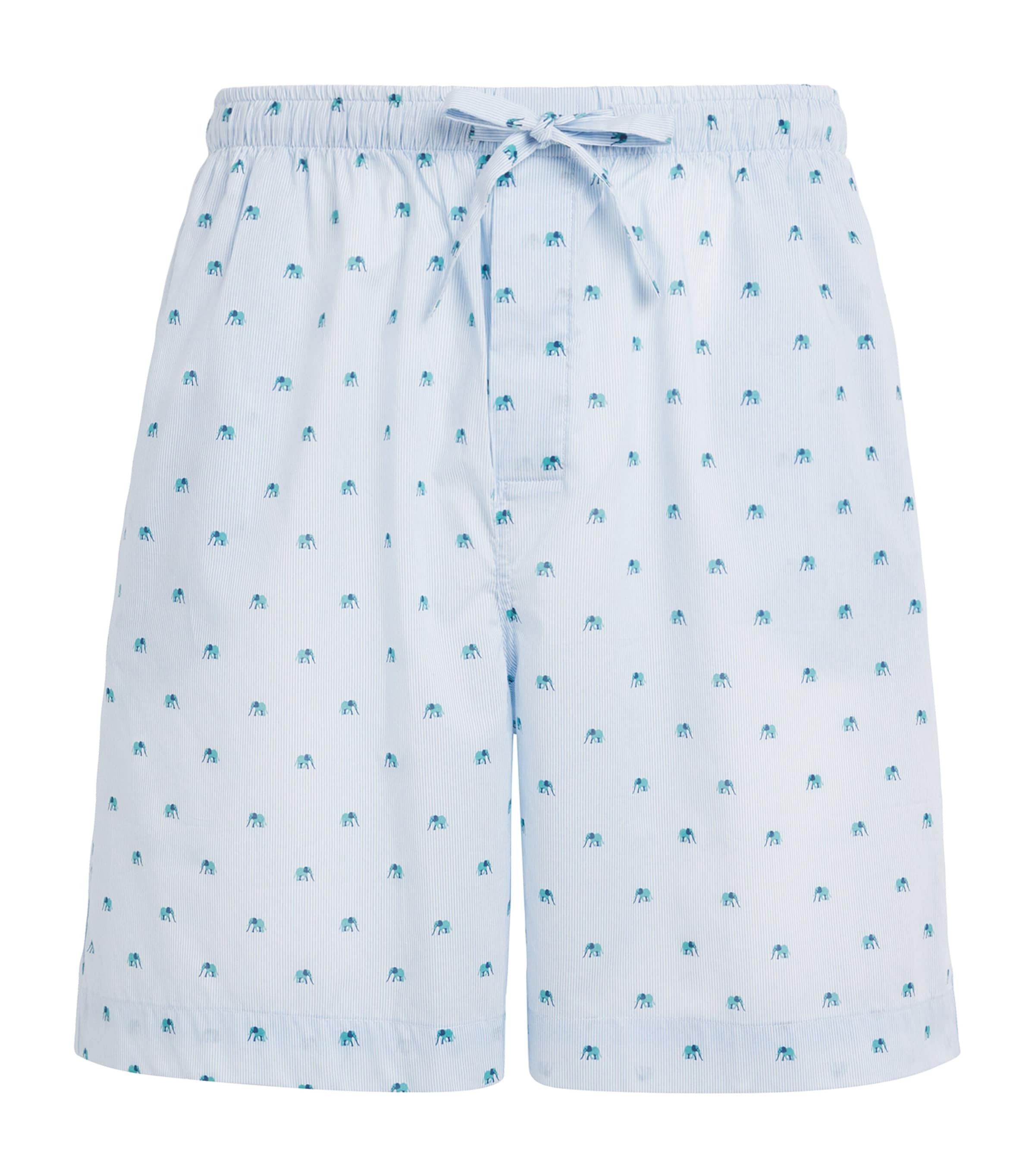 Derek Rose Mens Ledbury Striped Elephant-print Cotton Lounge Shorts Blue In Blue