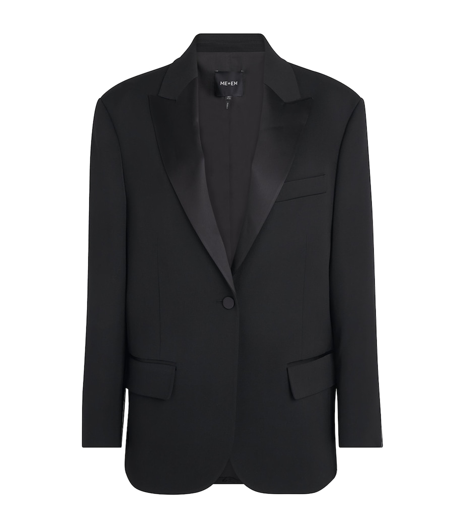 ME+EM Womens Wool-Blend Contour Tux Blazer Black Image 1