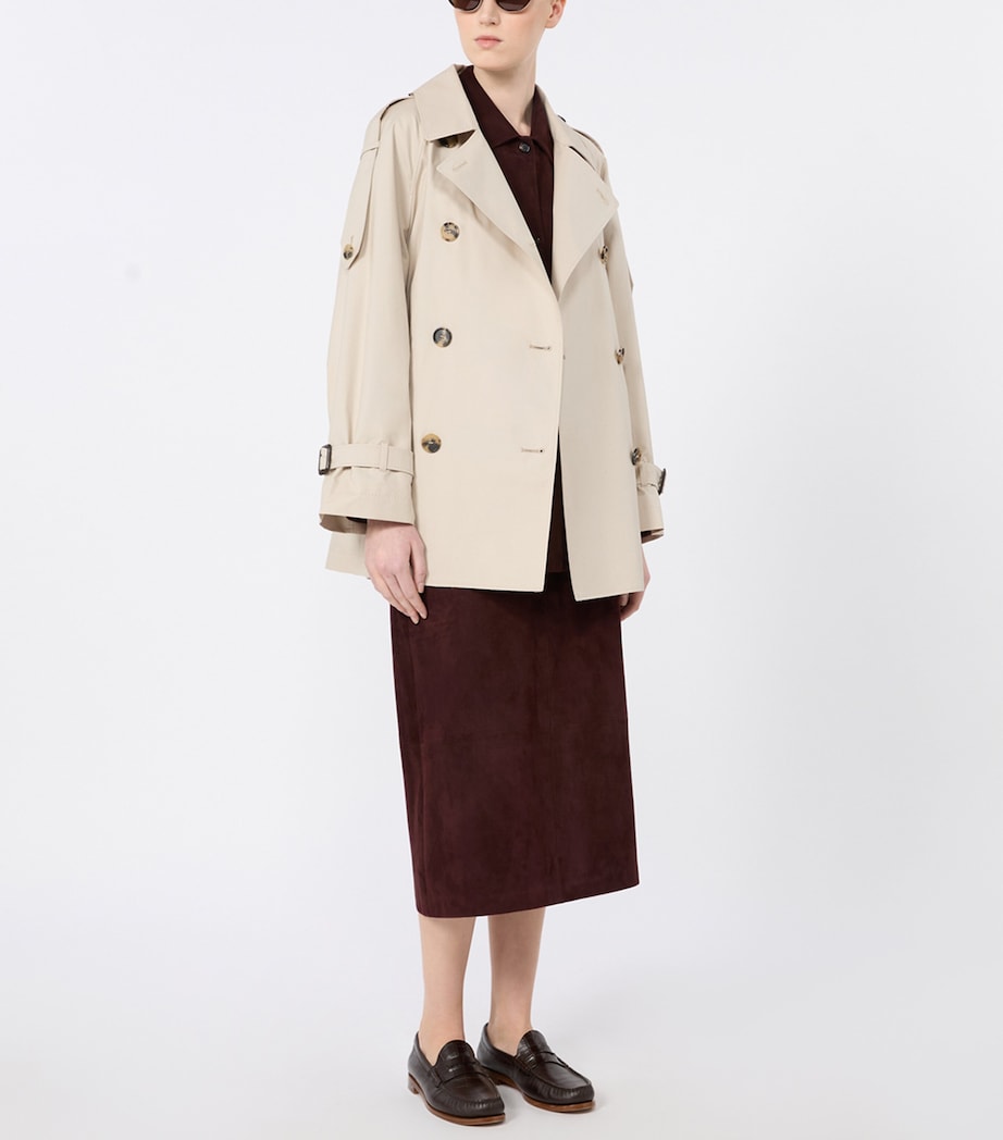 Max Mara Womens Water-Repellent Short Trench Coat Beige Image 2