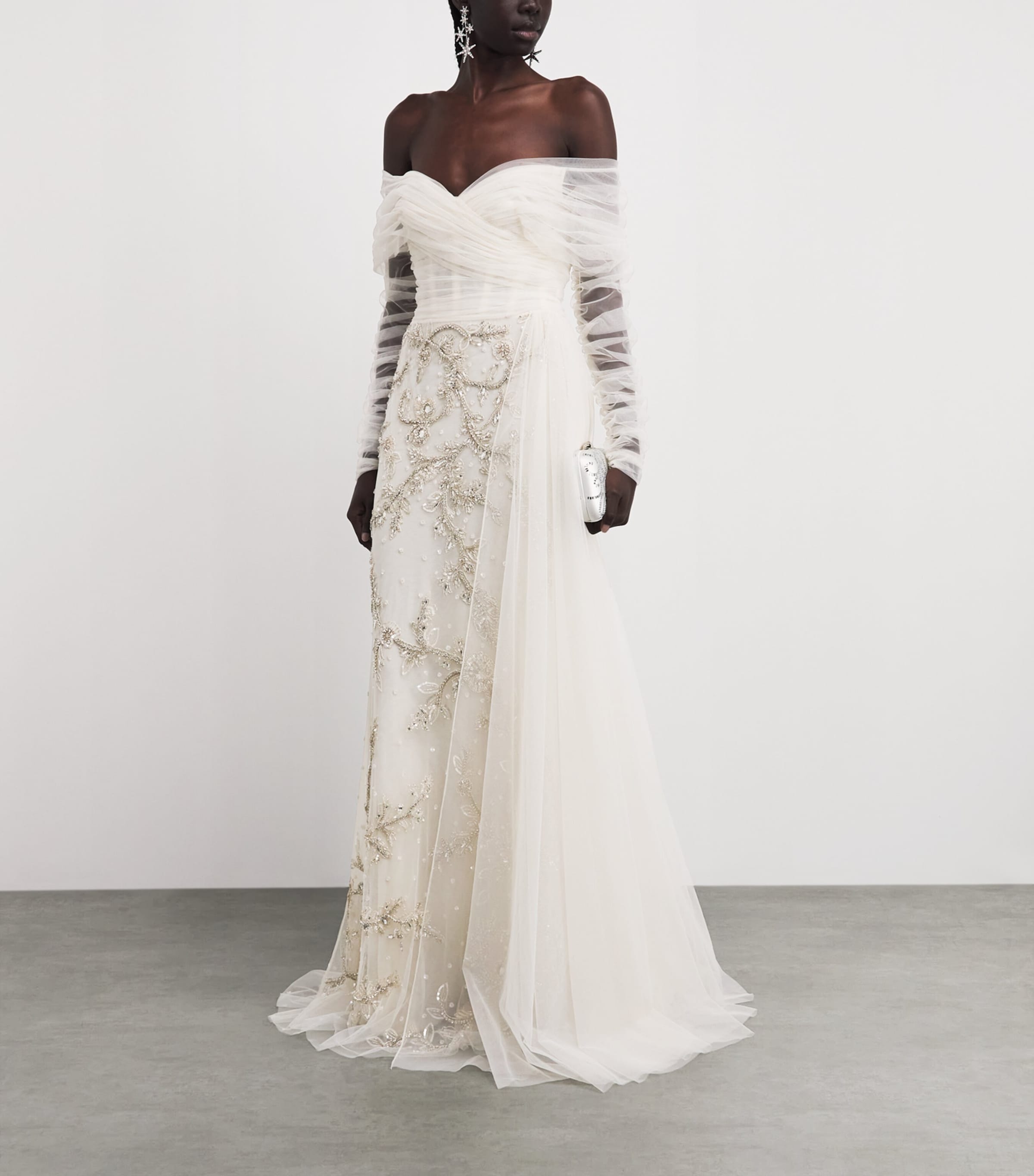 Zuhair Murad Womens Embroidered Off-The-Shoulder Gown Birch Image 2