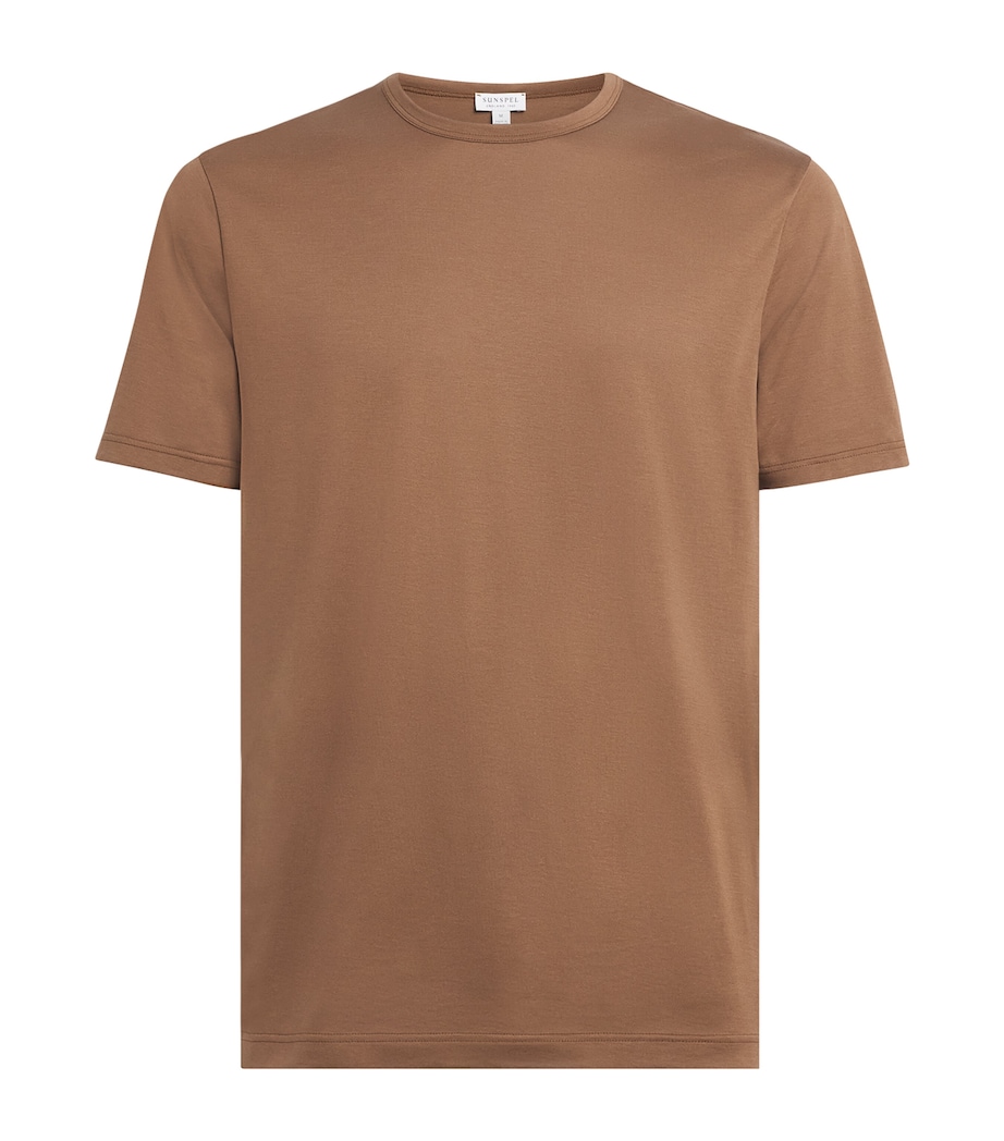 Sunspel Mens Supima Cotton Classic T-Shirt Brgu Bronze Image 1