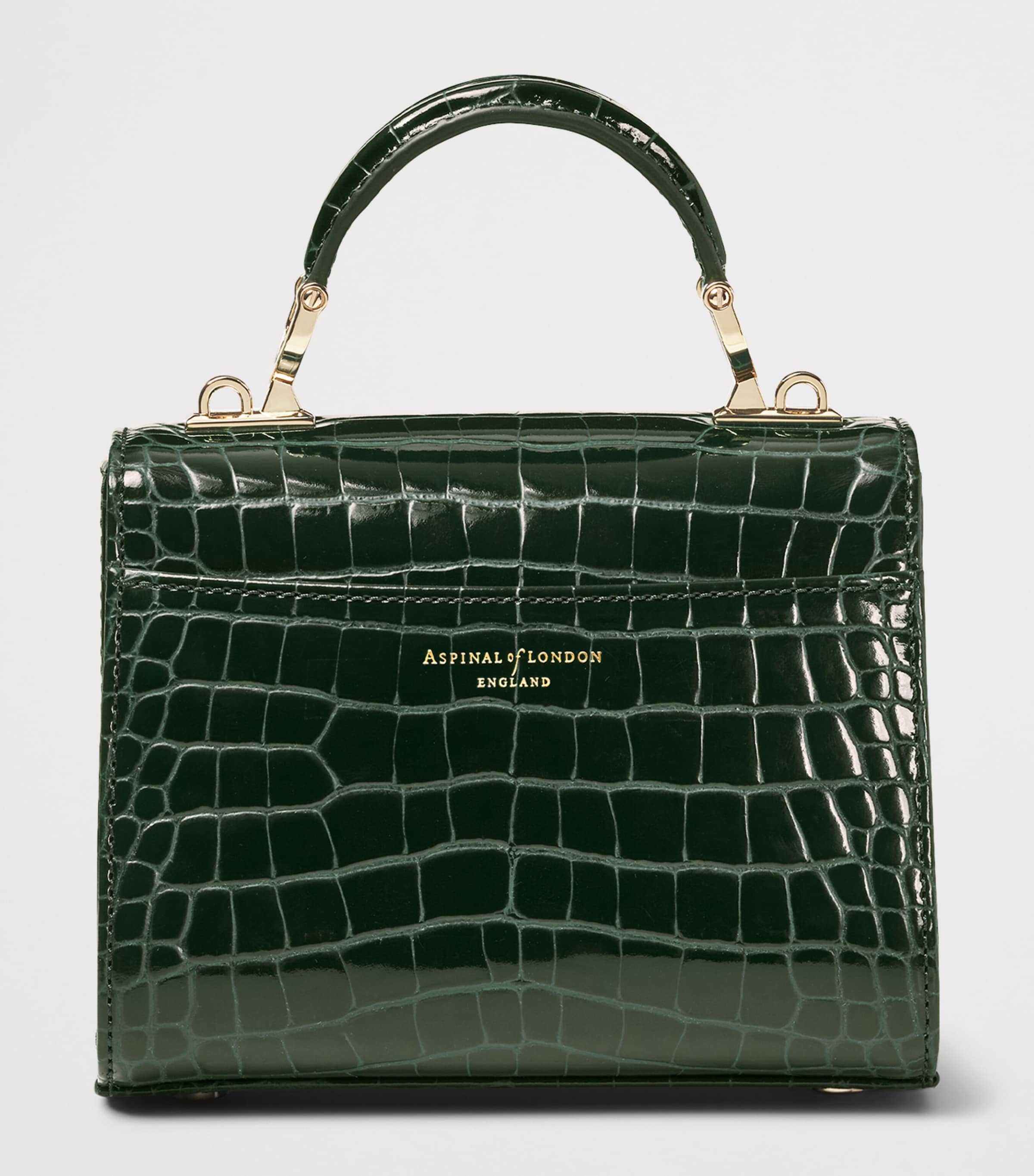 Aspinal Of London Mini Leather Mayfair Top-Handle Bag Evergreen Image 3