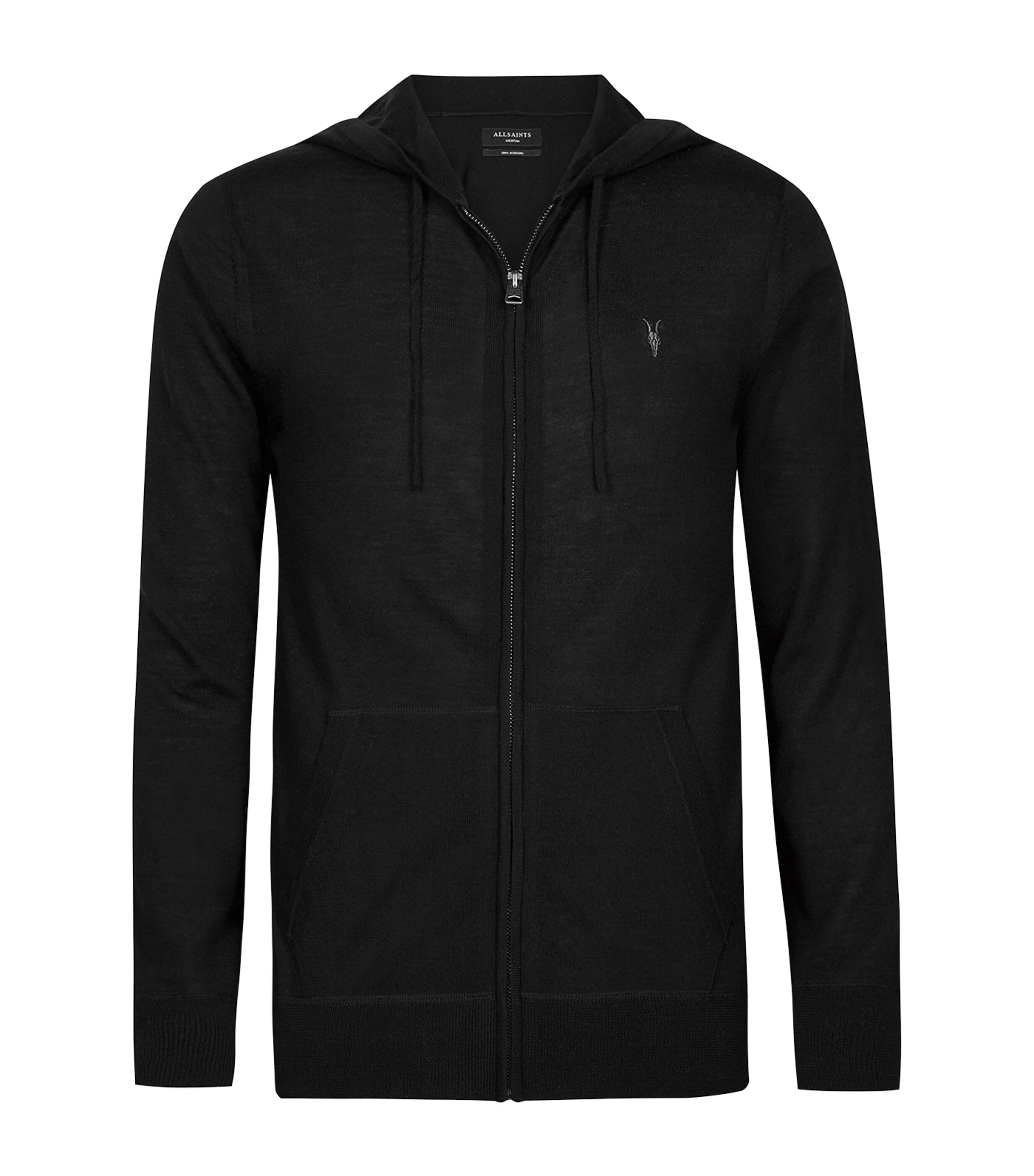 Allsaints Merino Wool Mode Hoodie In Black