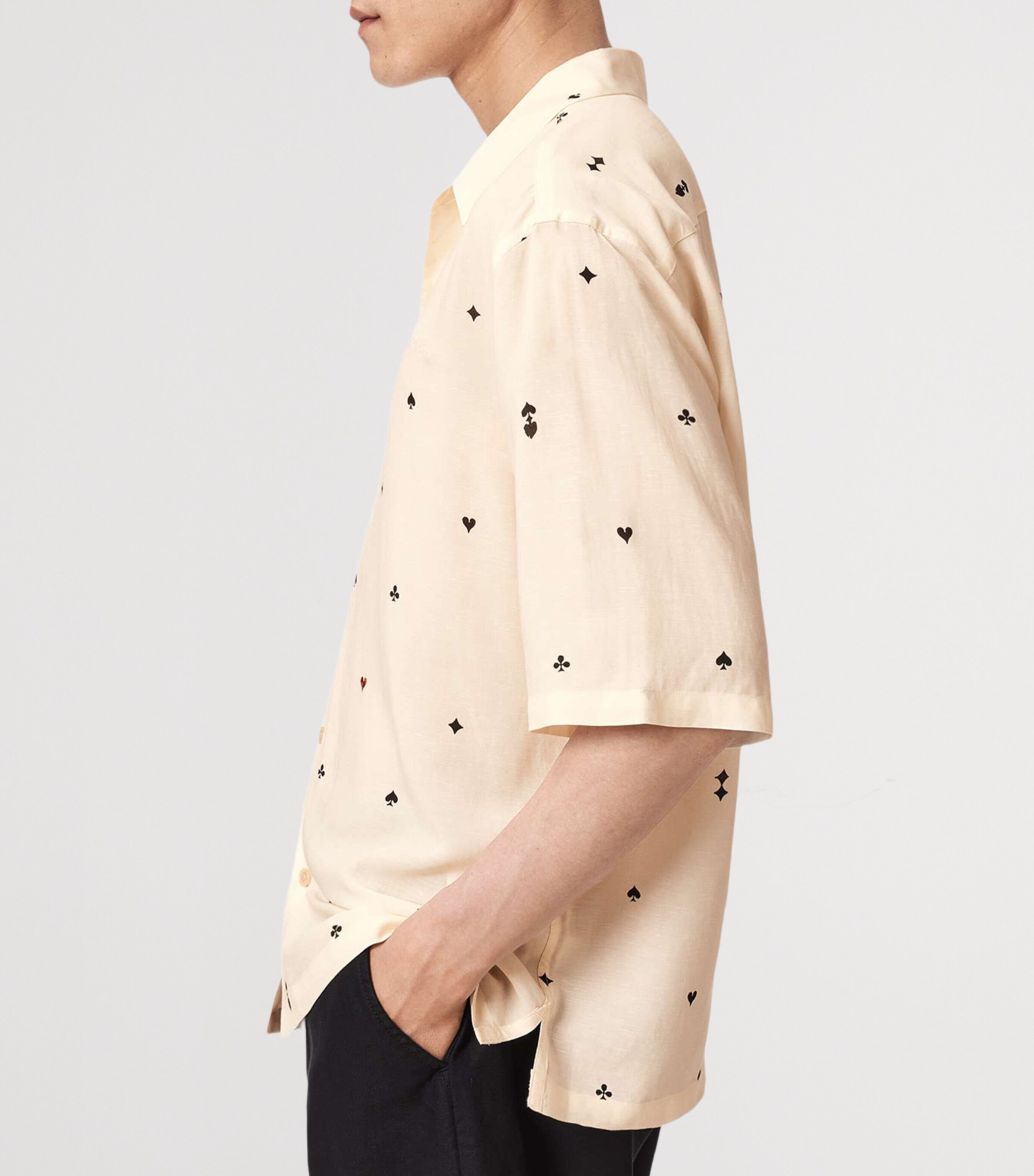 AllSaints Mens Short-Sleeve Cardsuit Shirt Ecru Image 6