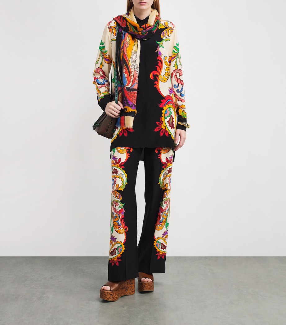 Wool-Cashmere-Silk Printed Scarf X0804 Image 4