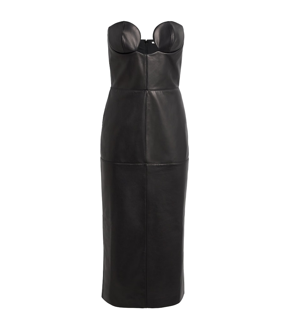 Leather Bustier Midi Dress BLACK Image 1