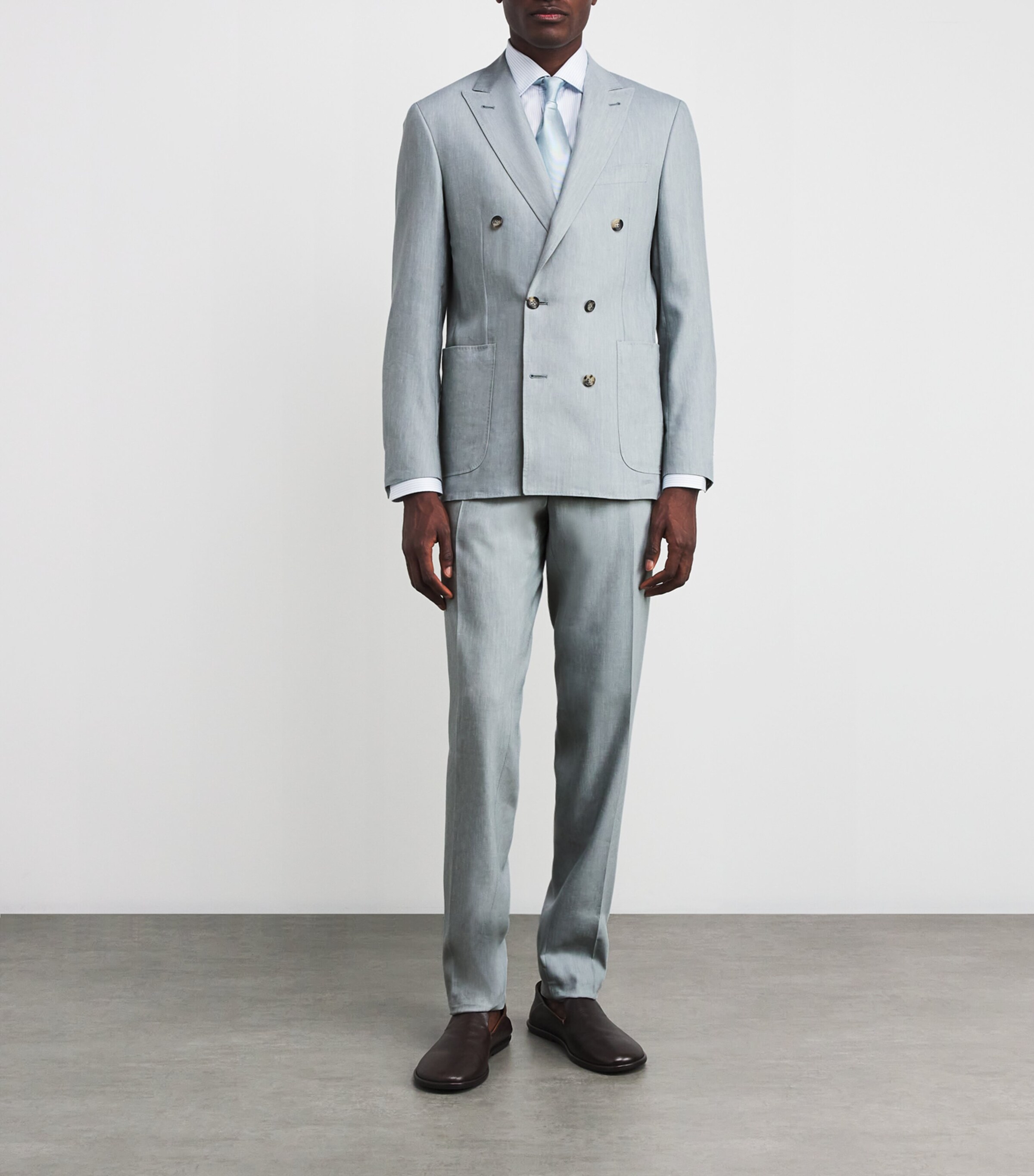 Canali Mens Linen-Wool Kei Double-Breasted Blazer Image 3
