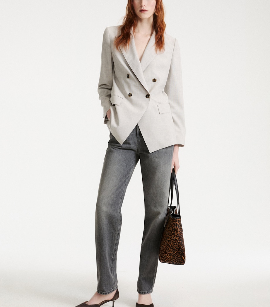 Marella Womens Double-Breasted Blazer Light Grey Image 2