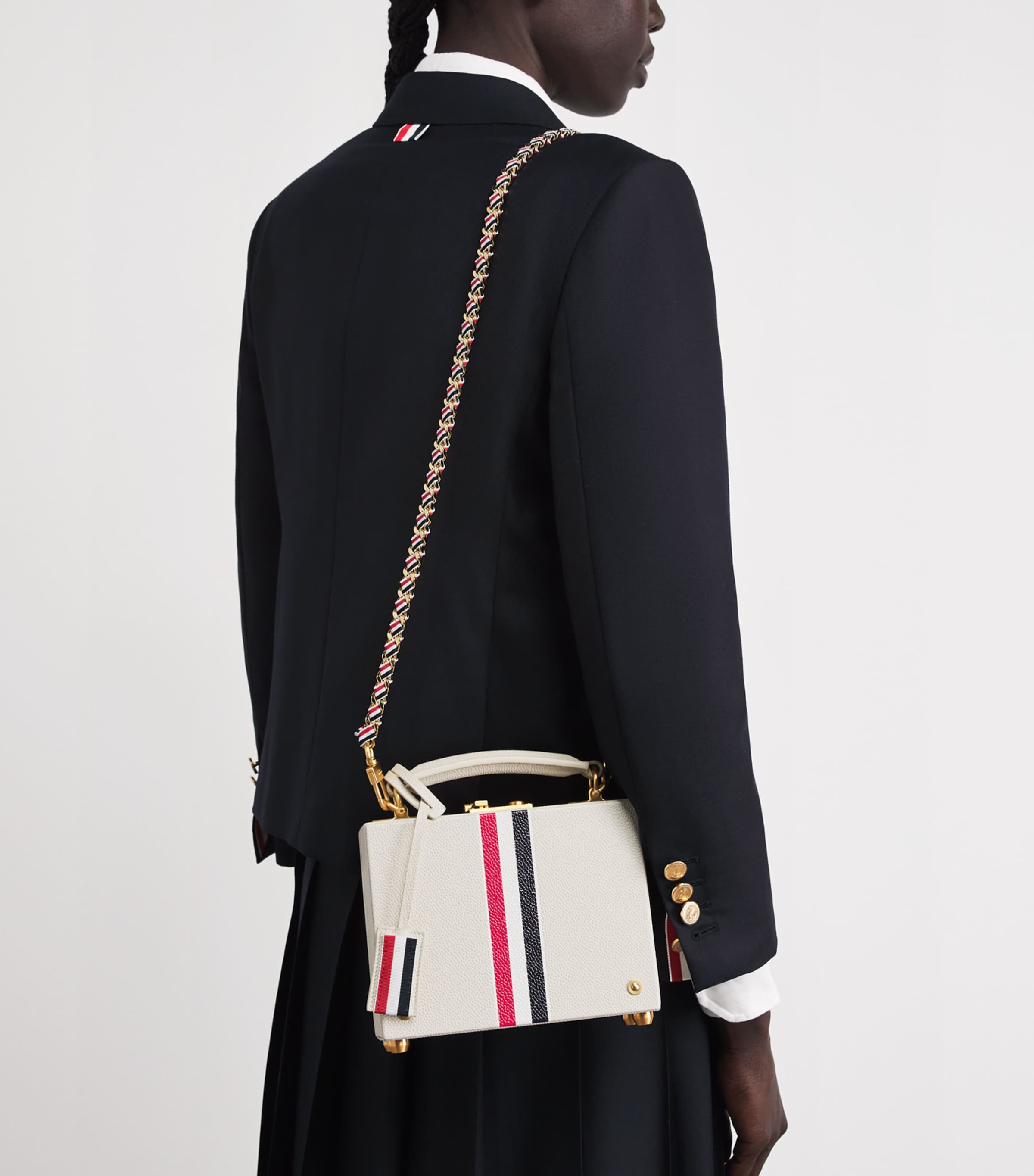 Thom Browne Grained Leather Attaché Top-Handle Bag Khaki Image 4